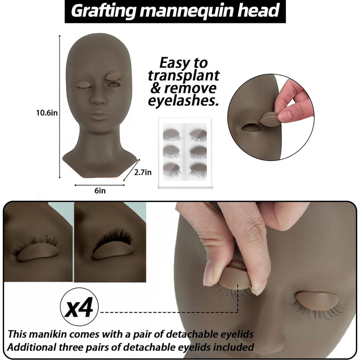 Kit de Extensión de Pestañas Profesional DNSGOOR con Maniquí