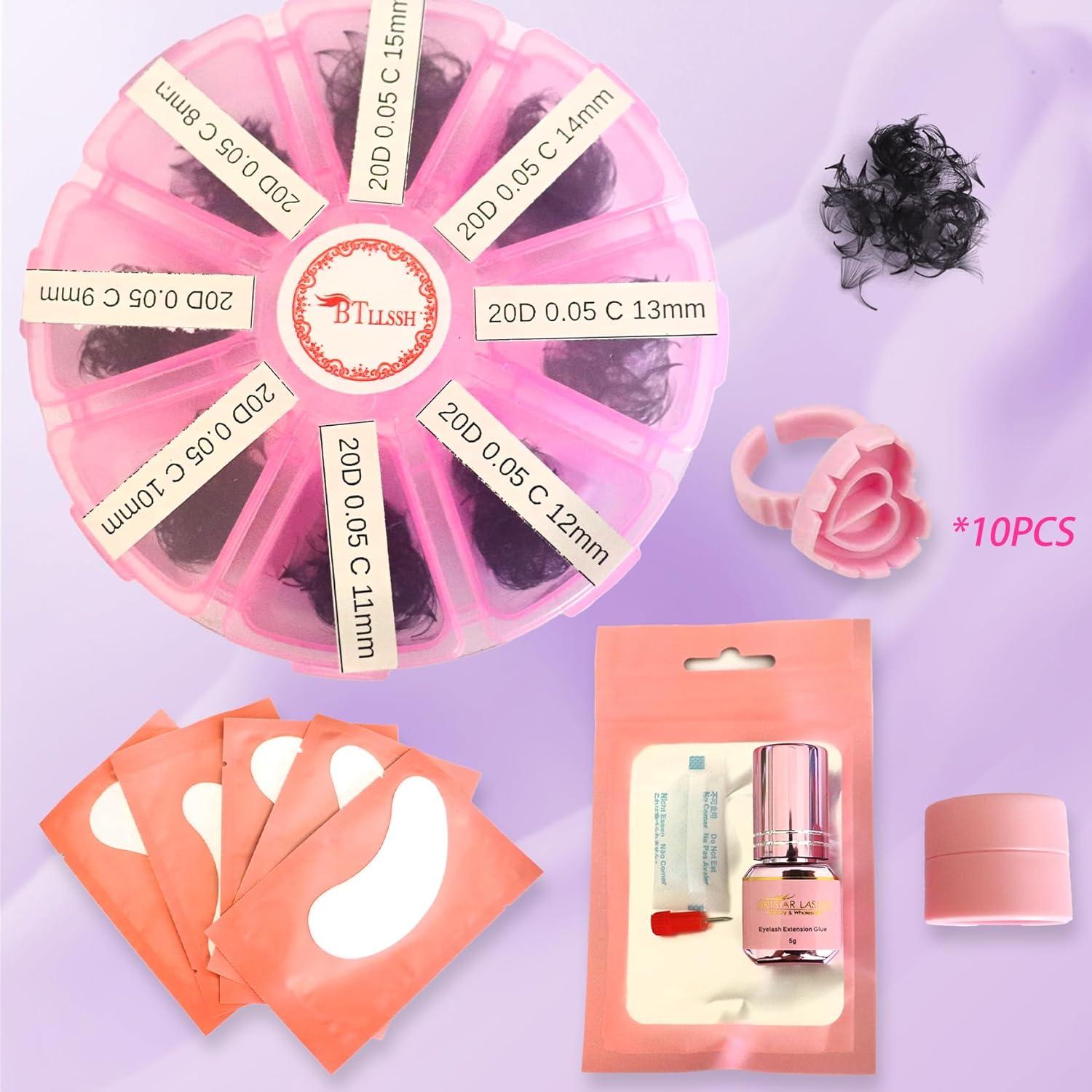 800 Racimos de Pestañas Sueltas BTLLSSH 20D 0.05C Natural