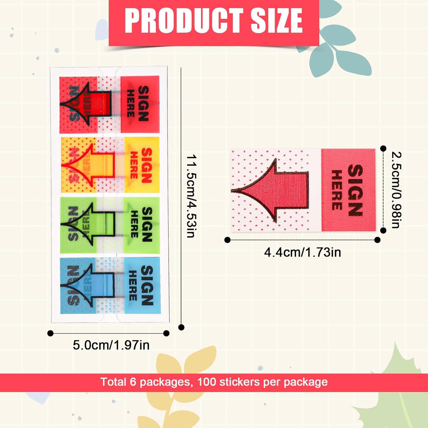 600 Etiquetas Adhesivas Flecha NQEUEPN para Firmar Aquí