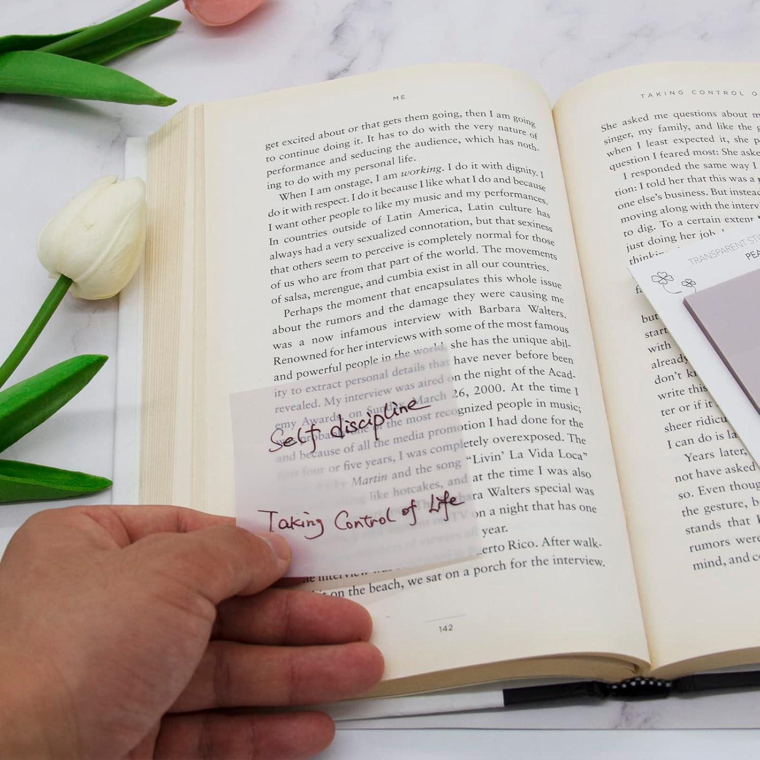 Notas Adhesivas Transparentes Pastel PARTSPOWER 4 Paquetes 7.62x7.62 cm