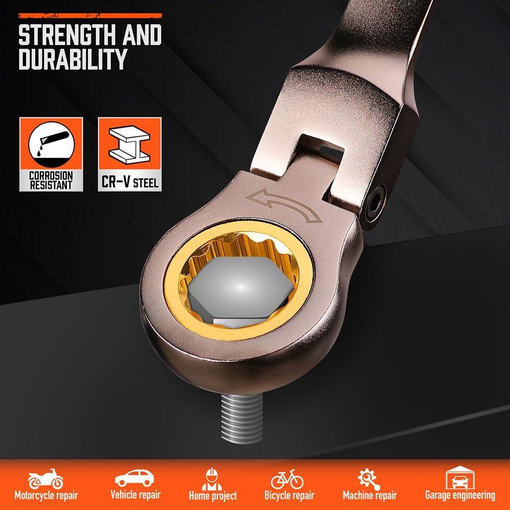 Juego de Llaves de Carraca Flexible HORUSDY 12 Piezas 1/4 a 2"