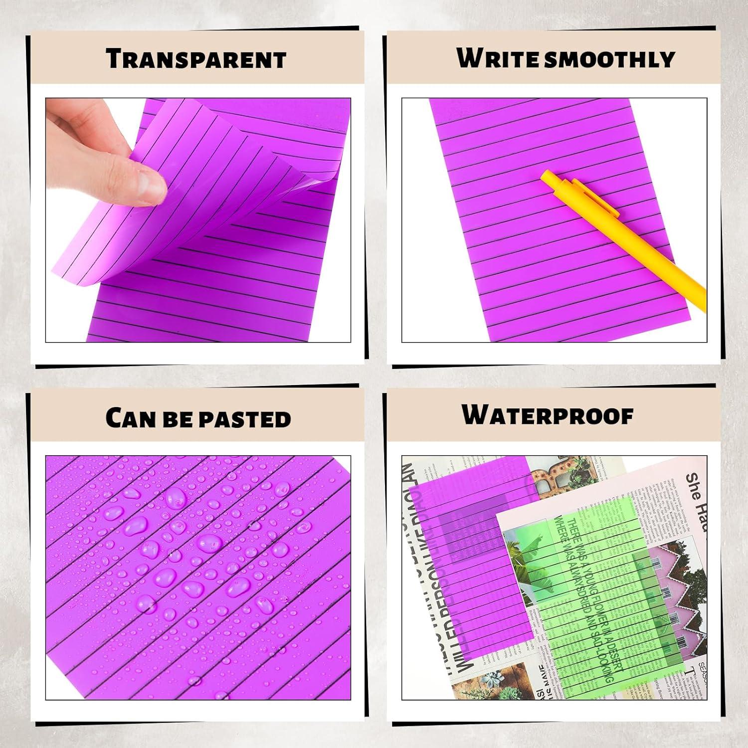 Notas Adhesivas Transparentes Yinder 6 Pack 10x15 cm Colores Brillantes