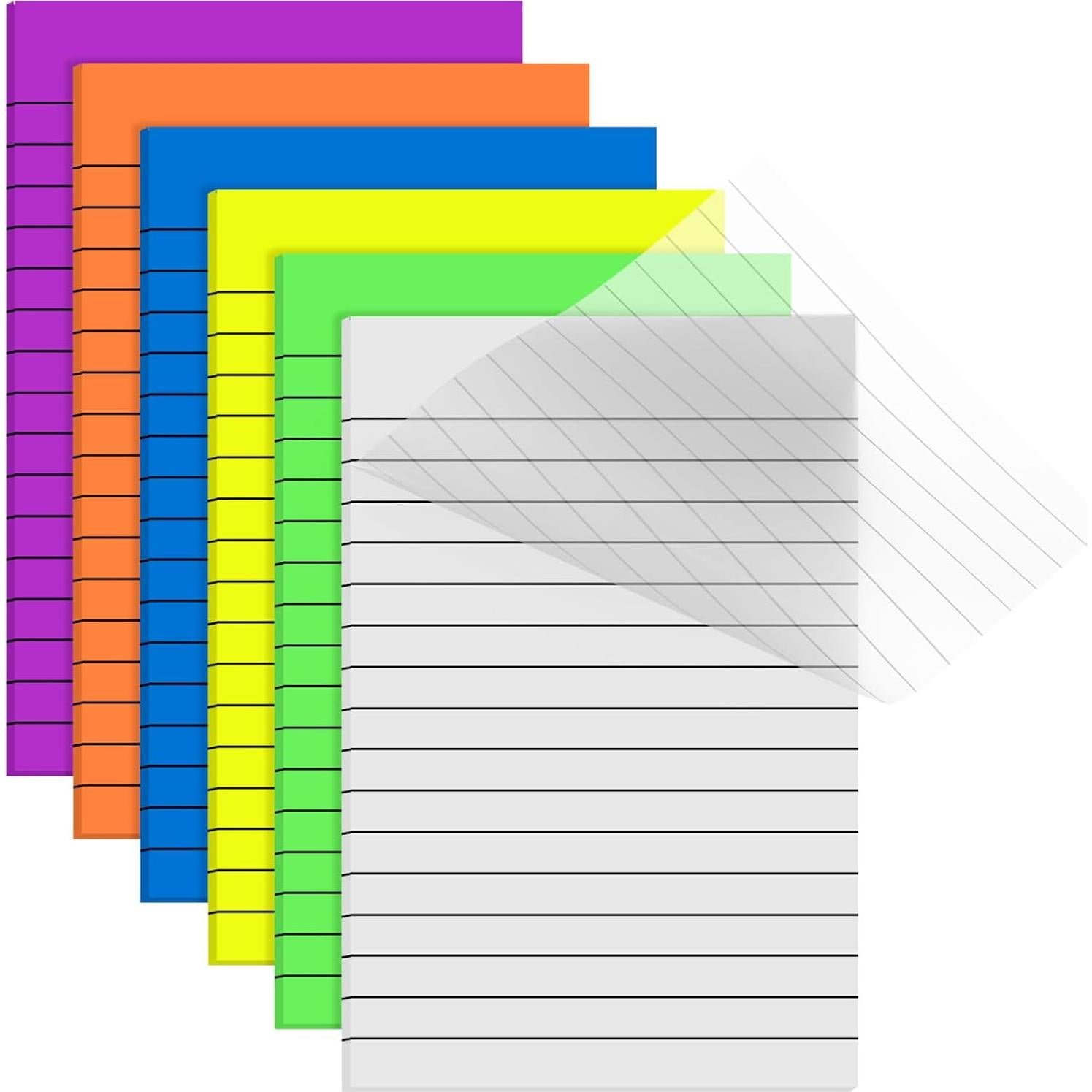 Notas Adhesivas Transparentes Yinder 6 Pack 10x15 cm Colores Brillantes
