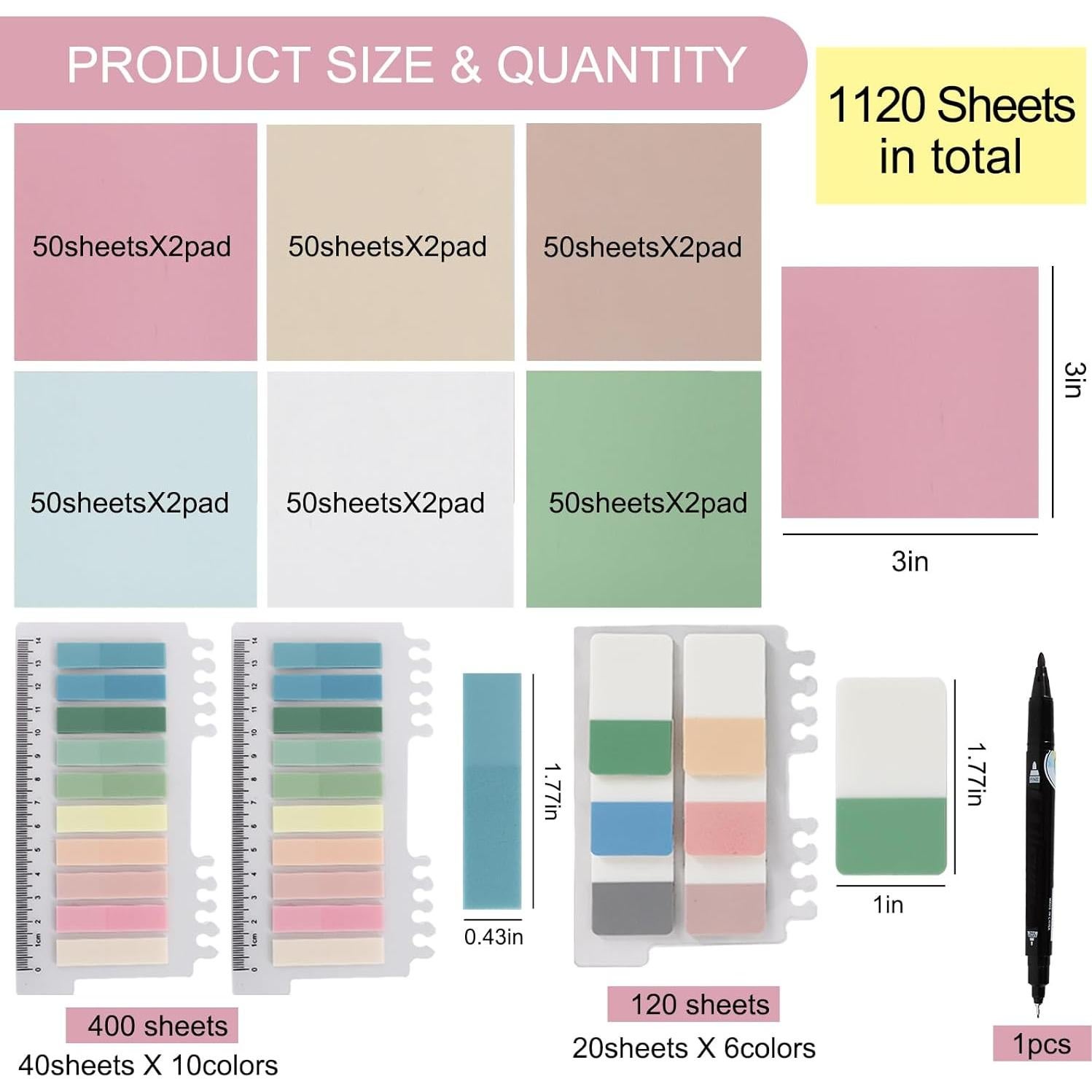 Notas Adhesivas Transparentes Vuzvuv 1120 Piezas 7.62 cm