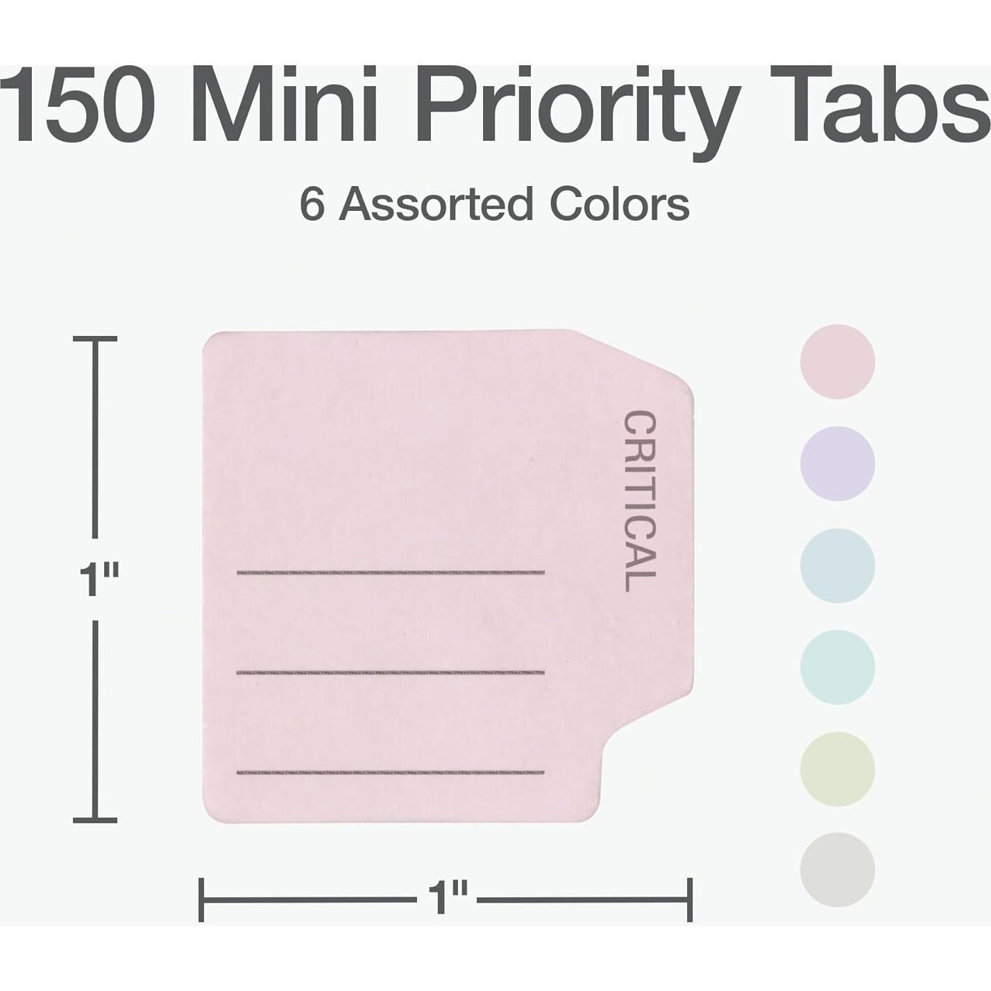 Pestañas Adhesivas Mini Prioritarias Redi-Tag 150 Unidades