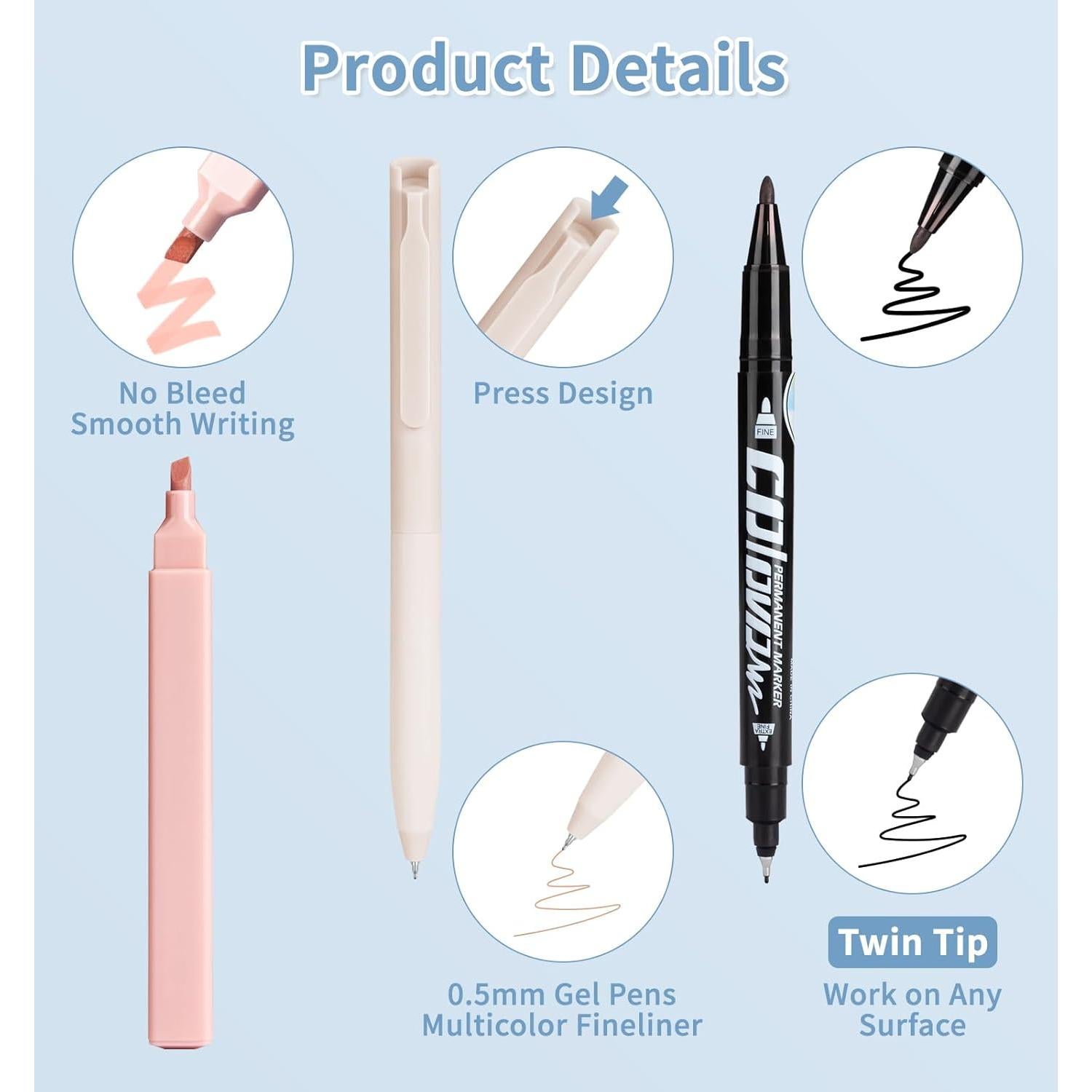 Kit de Estudio Bíblico Pindda 30 Pcs con Marcadores y Bolígrafos