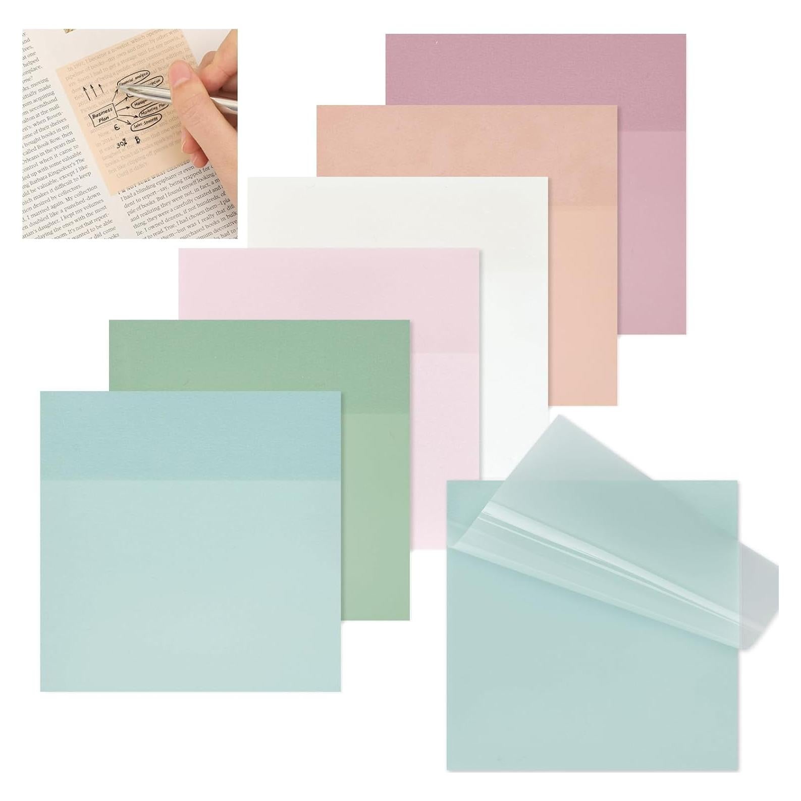 Notas Adhesivas Transparentes EOOUT 6 Blocs 7.62x7.62 cm 6 Colores