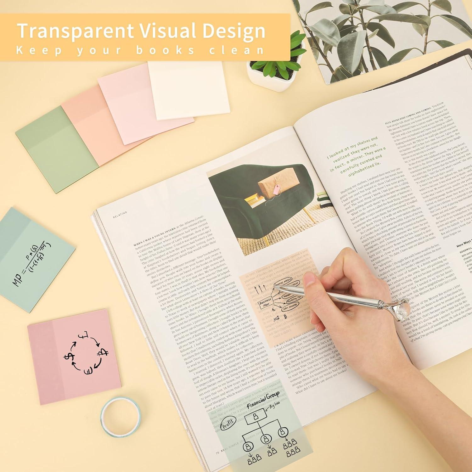 Notas Adhesivas Transparentes EOOUT 6 Blocs 7.62x7.62 cm 6 Colores