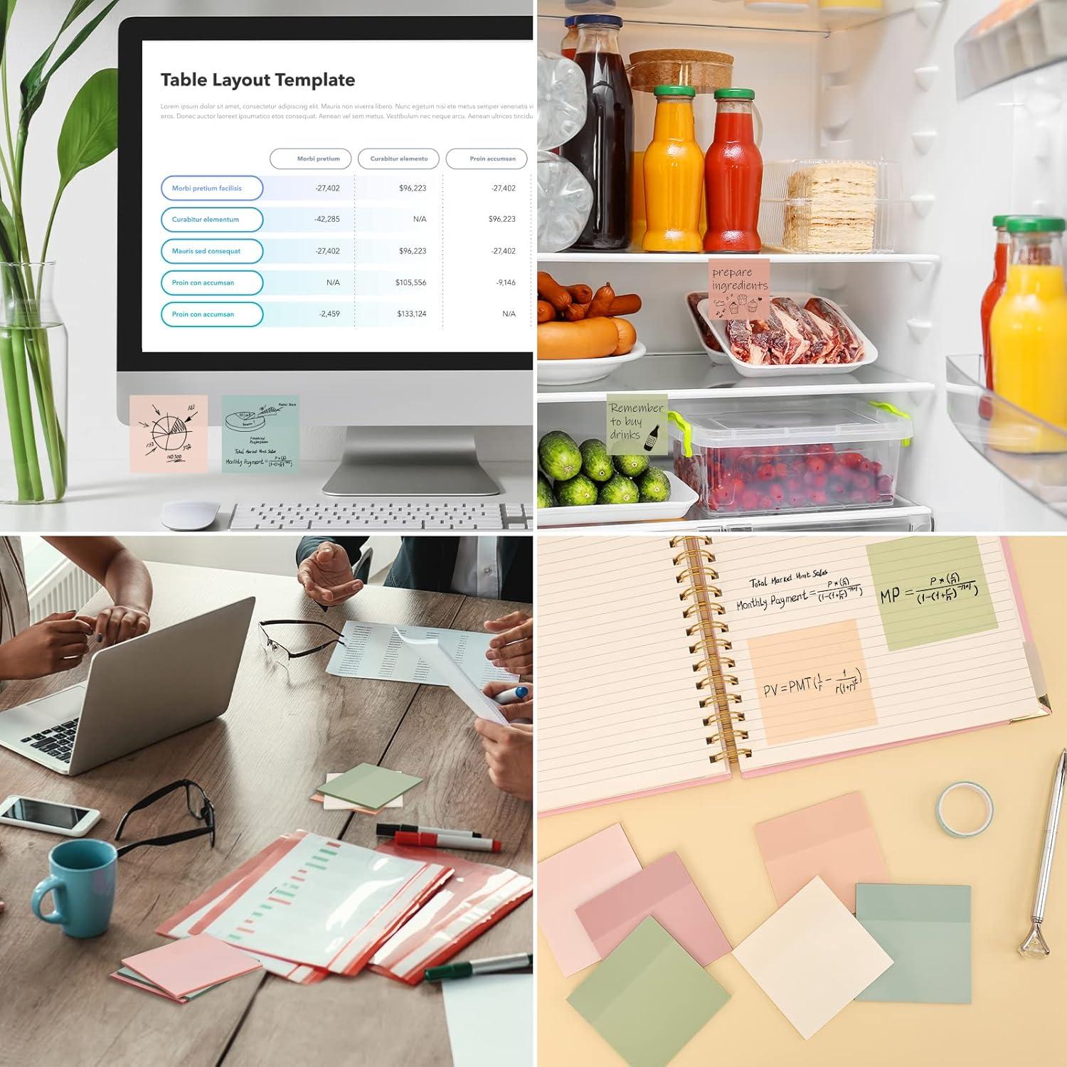 Notas Adhesivas Transparentes EOOUT 6 Blocs 7.62x7.62 cm 6 Colores