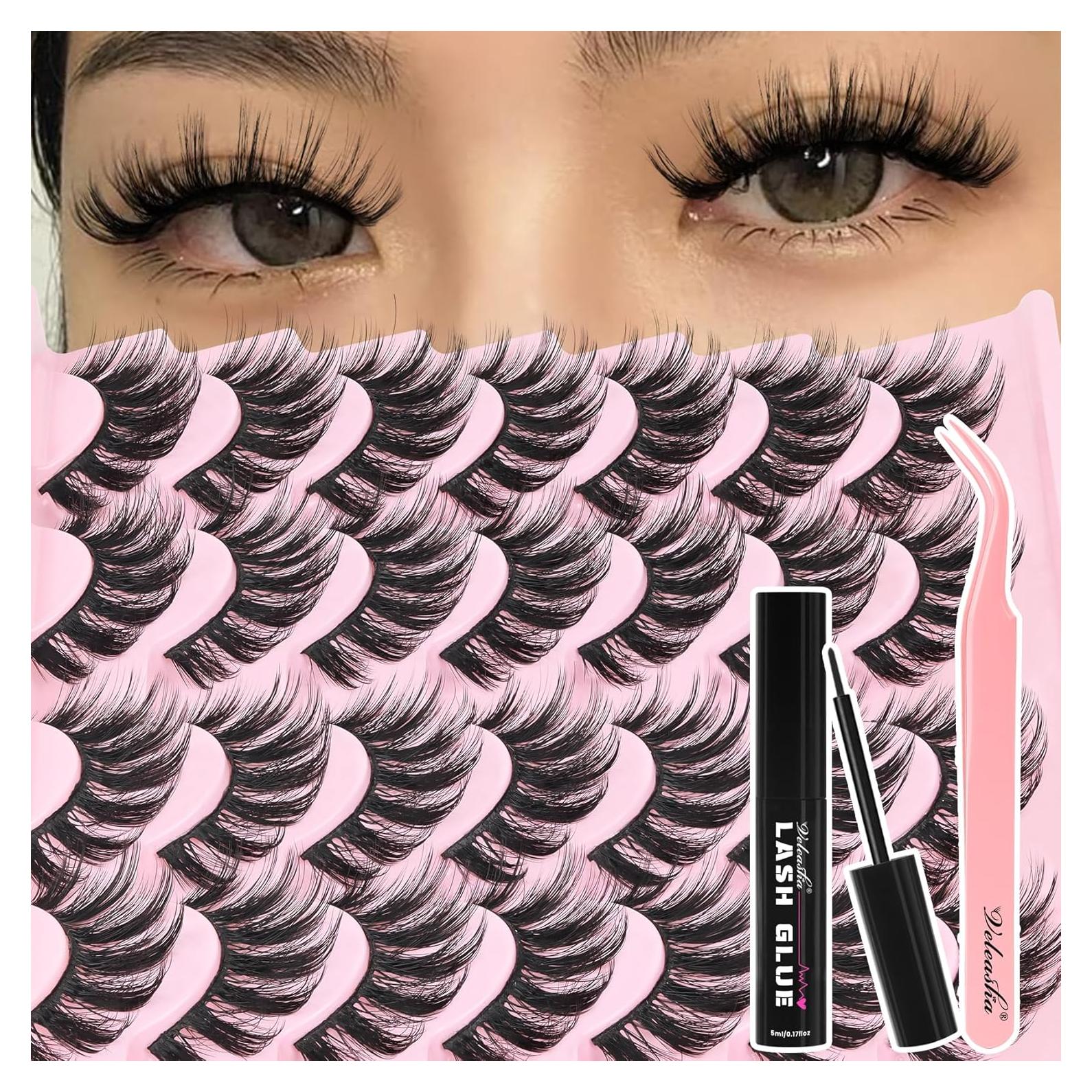 Kit de Pestañas Falsas 3D Veleasha - 14 Pares, Efecto Esponjoso