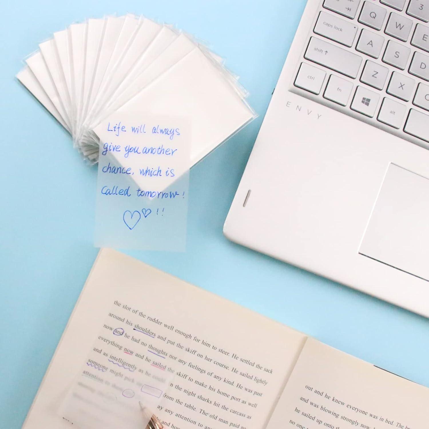 Bloc de Notas Adhesivas Transparentes Jiemay 600 Hojas 7.62x5.08 cm