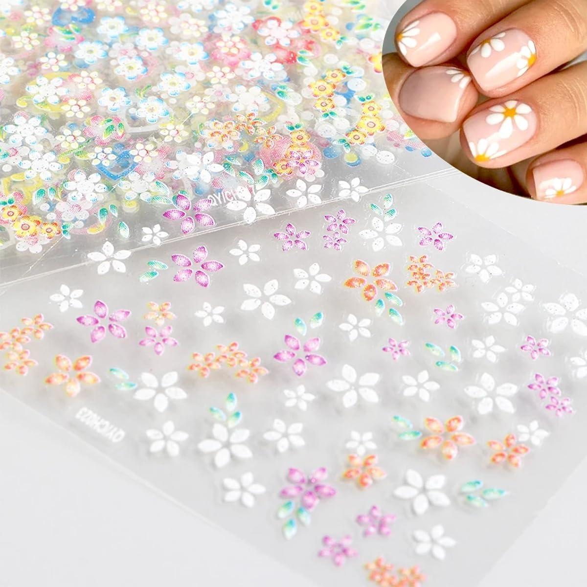 30 Hojas Calcomanías de Uñas 3D Autoadhesivas BSBTBZ Flores