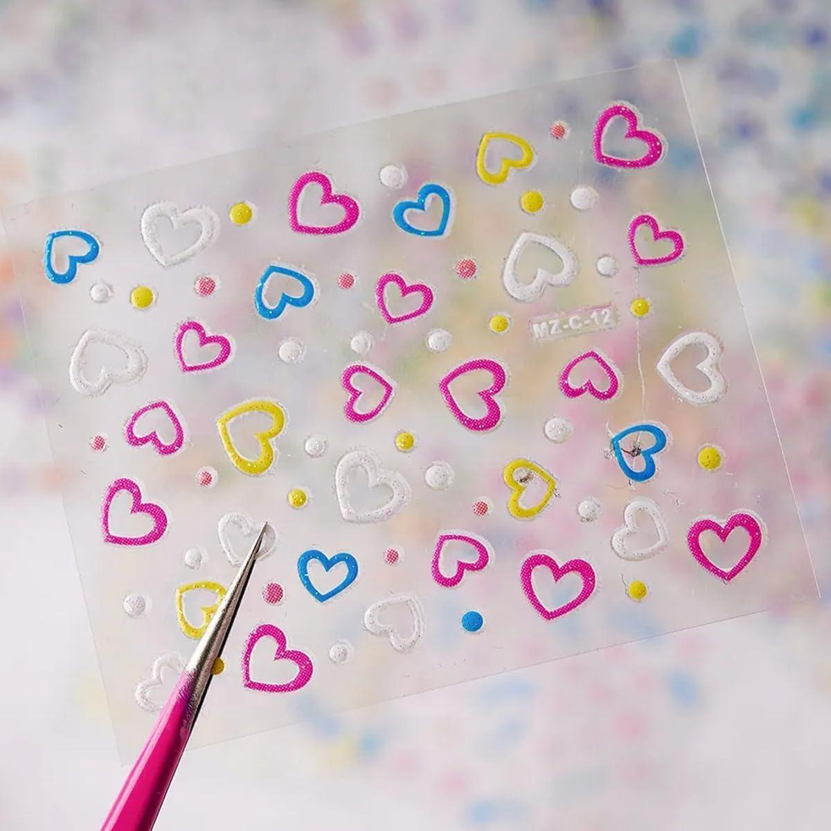 30 Hojas Calcomanías de Uñas 3D Autoadhesivas BSBTBZ Flores