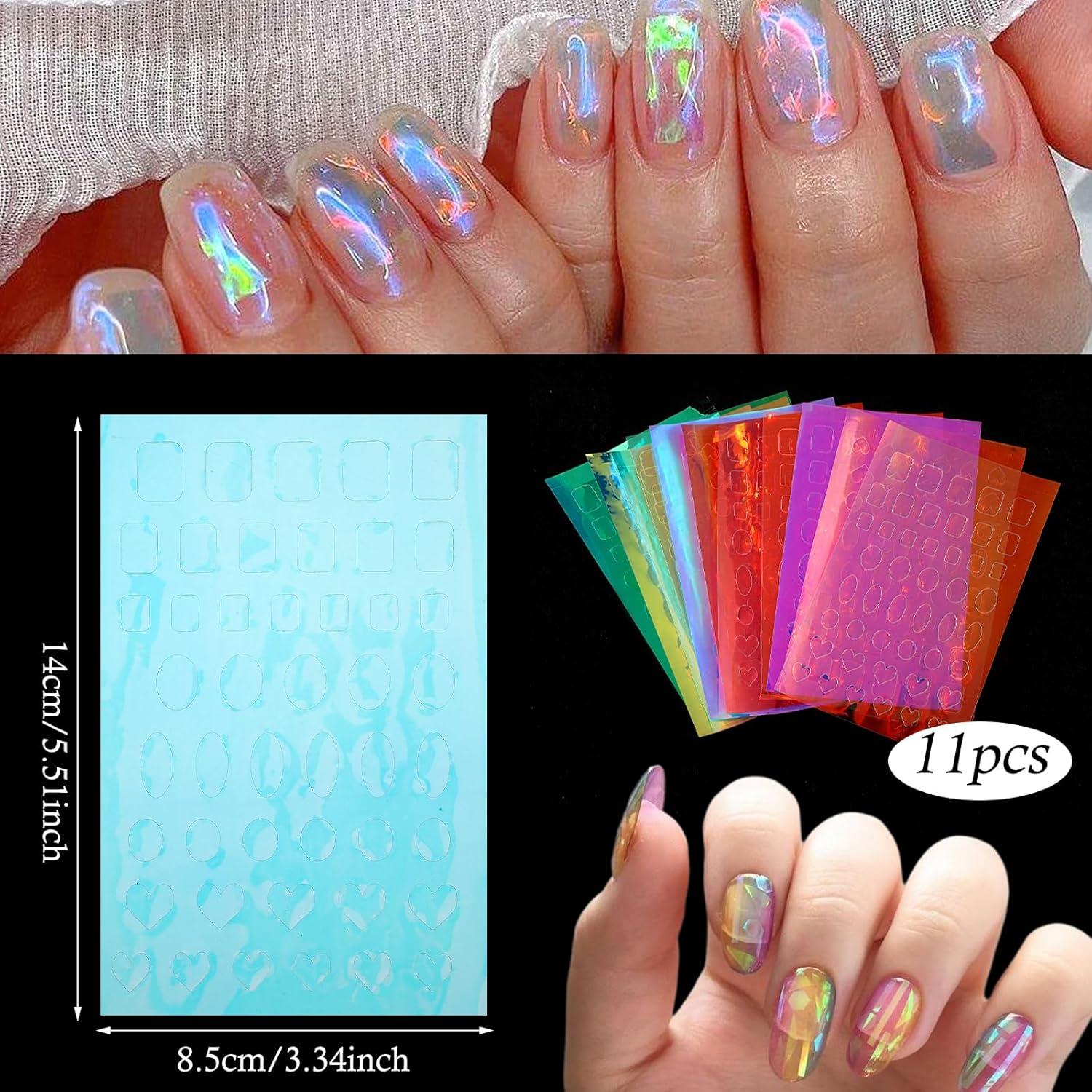 Calcomanías de Uñas Lásers 11 Hojas Zyghjort Coloridas