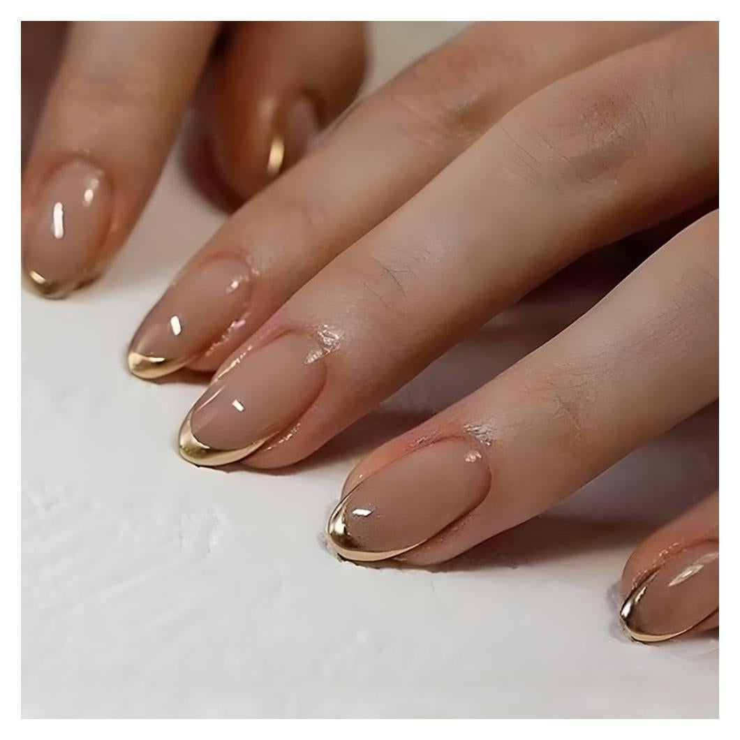 Uñas Postizas Cortas Ovaladas XZMeiLun - 24 Piezas Punta Francesa