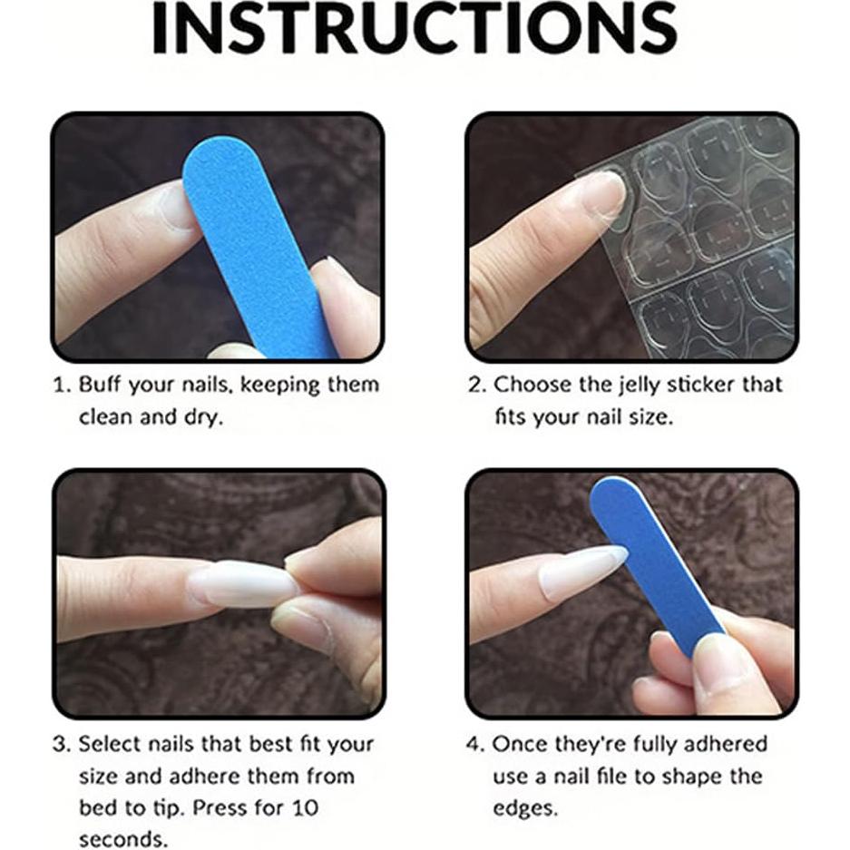 Uñas Postizas Cortas Ovaladas XZMeiLun - 24 Piezas Punta Francesa