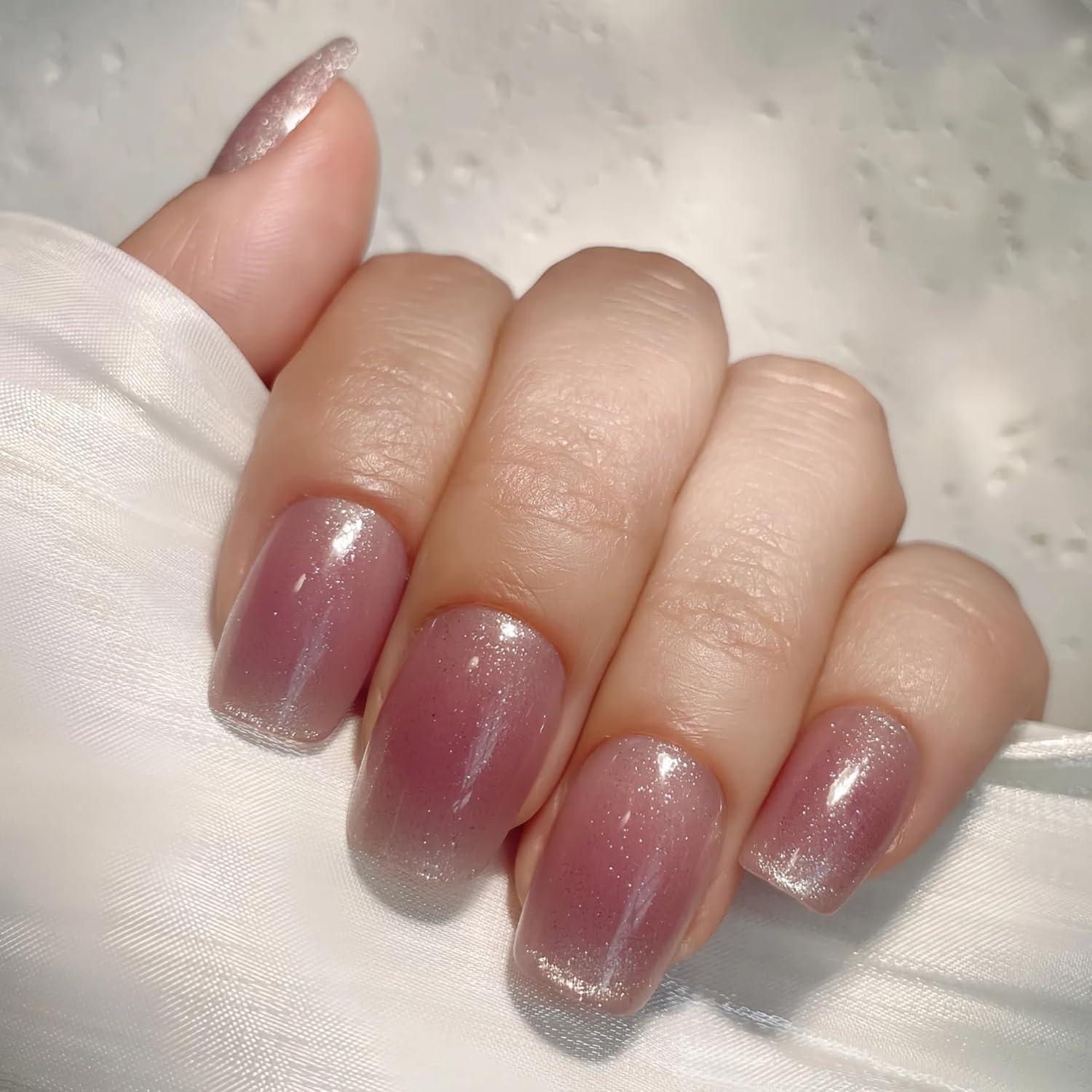 30 Uñas Postizas VESWEET Ciruela Malva Cortas Cuadradas