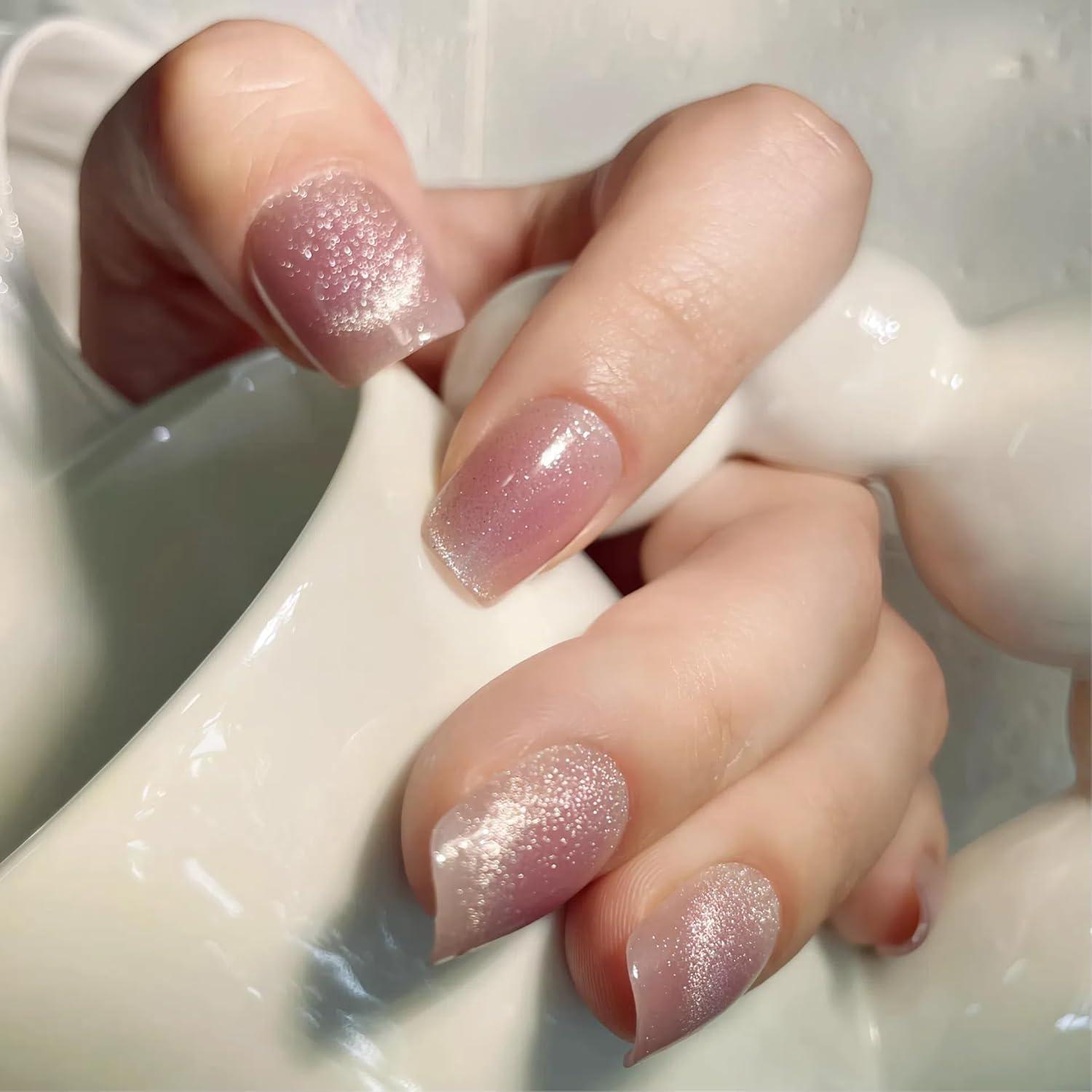 30 Uñas Postizas VESWEET Ciruela Malva Cortas Cuadradas