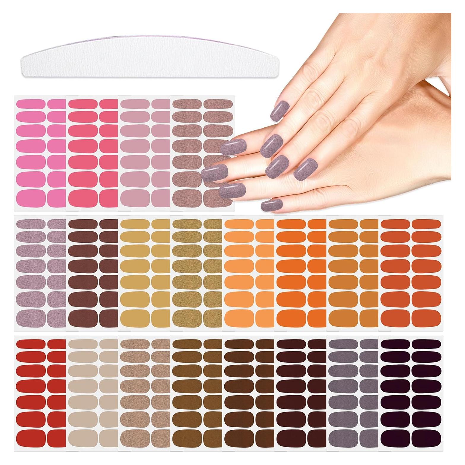 20 Hojas de Envolturas de Uñas Sólidas YECIRALA - 280 Piezas