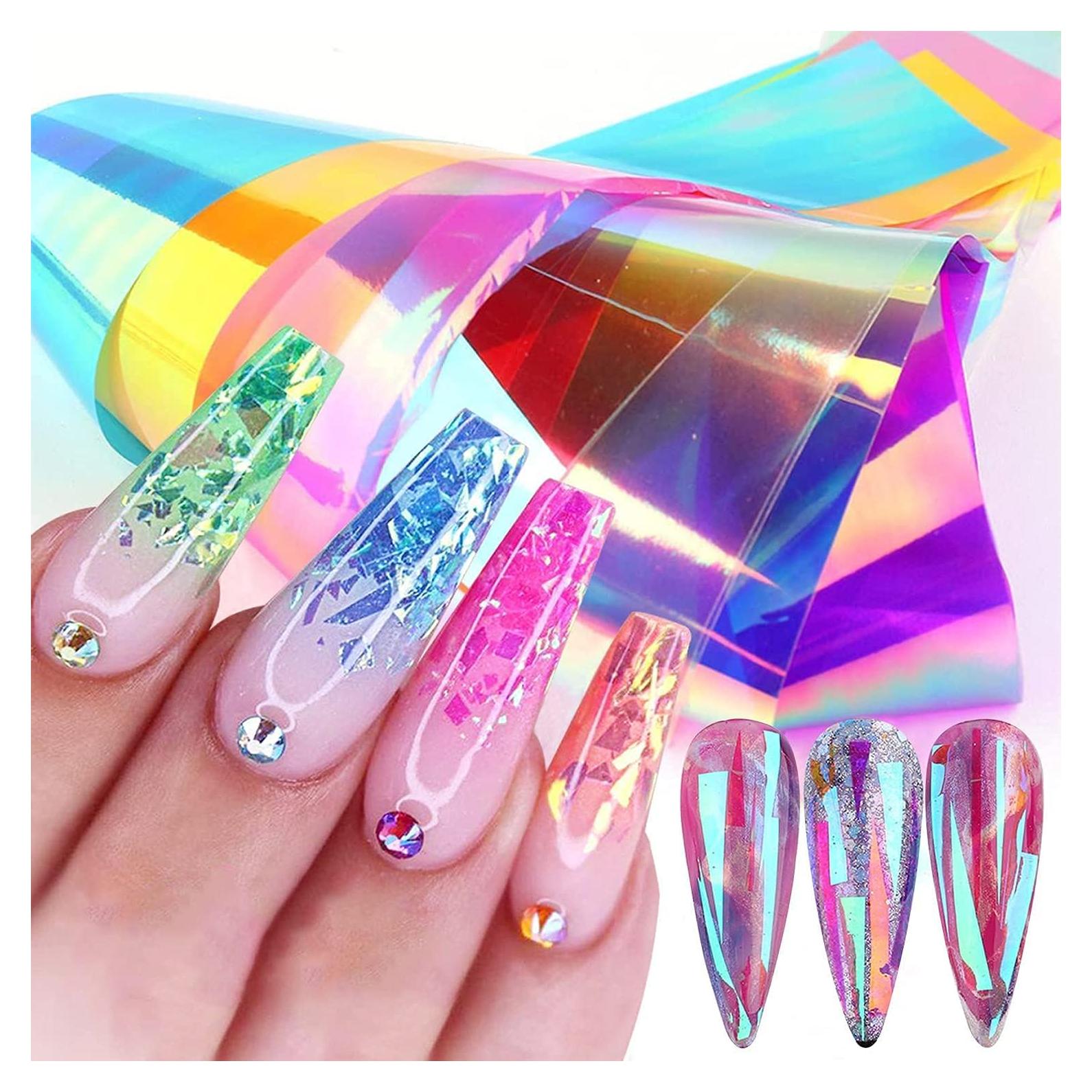 Pegatinas de Arte de Uñas ONEUPIN - 8 Hojas Coloridas de Foil