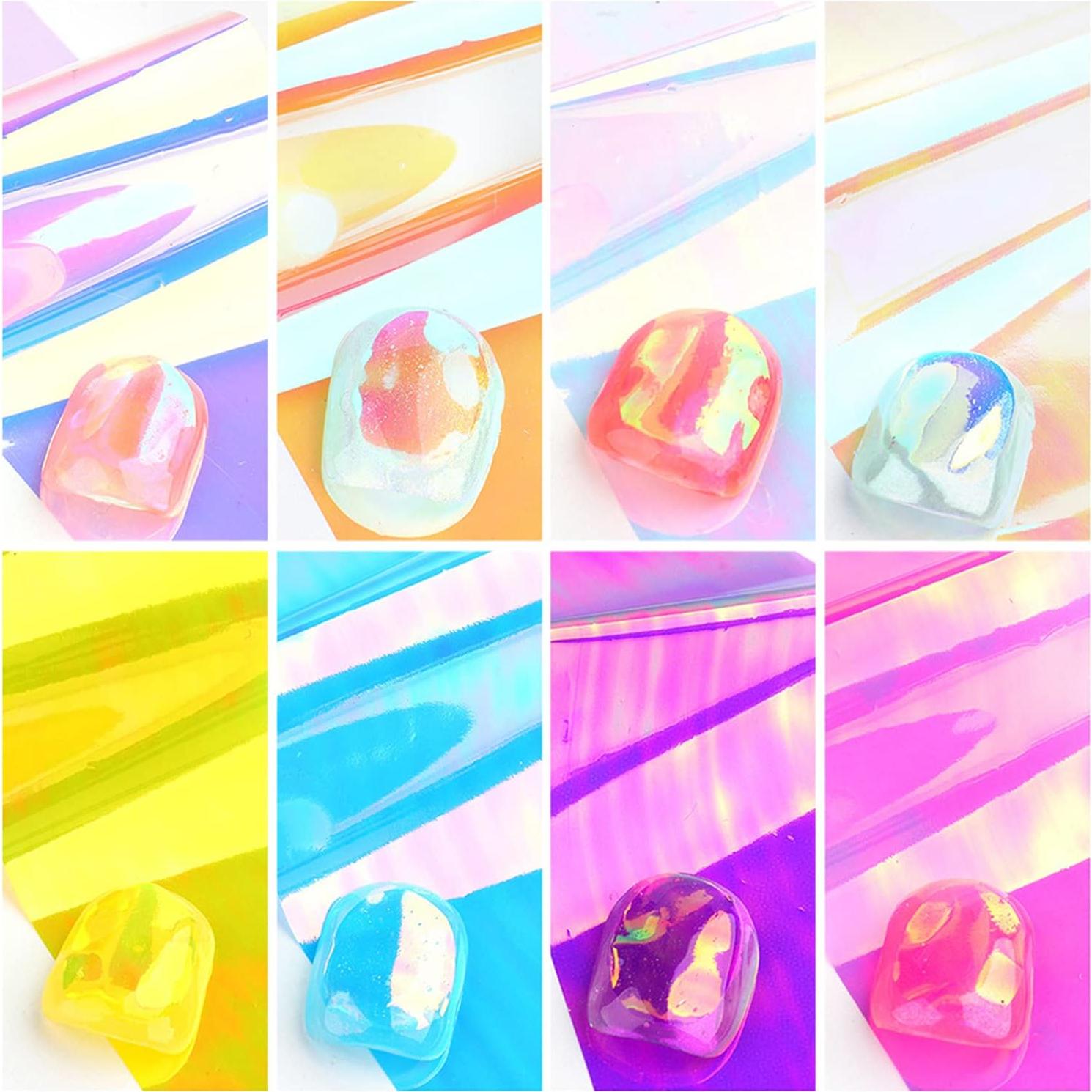 Pegatinas de Arte de Uñas ONEUPIN - 8 Hojas Coloridas de Foil