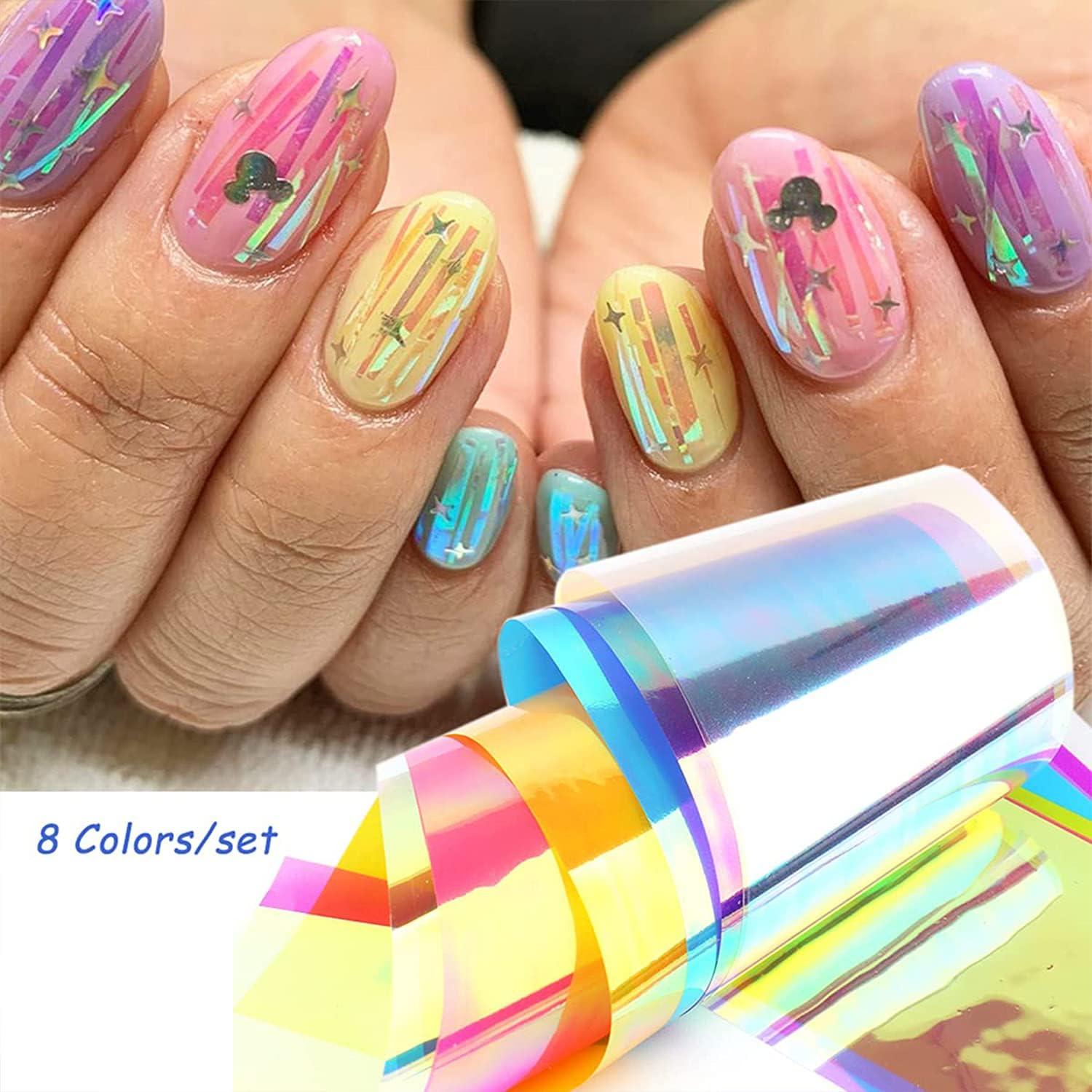 Pegatinas de Arte de Uñas ONEUPIN - 8 Hojas Coloridas de Foil