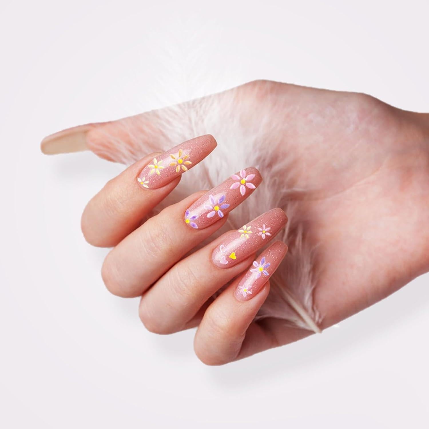 Calcomanías para Uñas 5D HAIIDOAK - 4 Hojas Florales Autoadhesivas