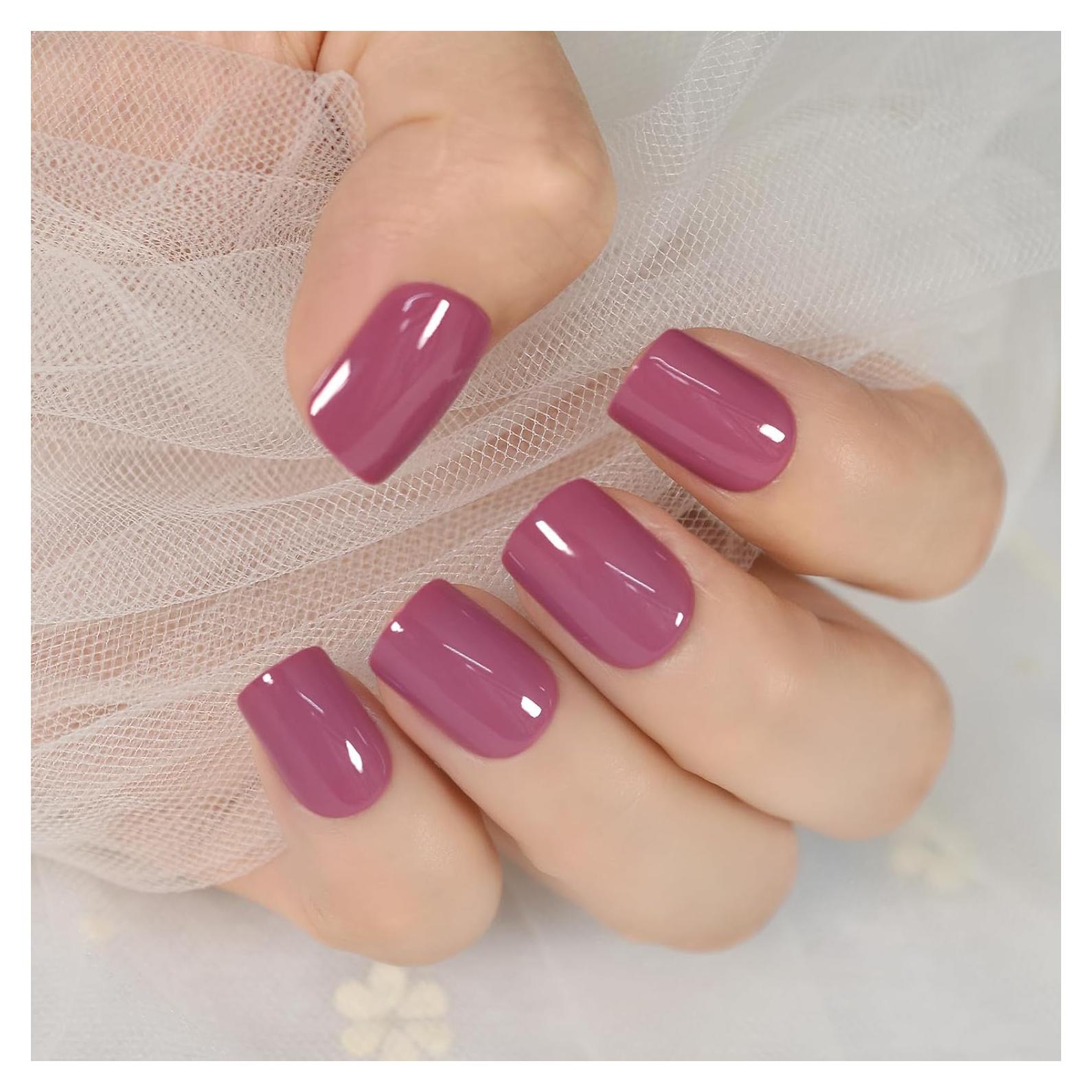 Uñas Postizas Cortas Cuadradas Brillantes Elevenail - 24 Piezas