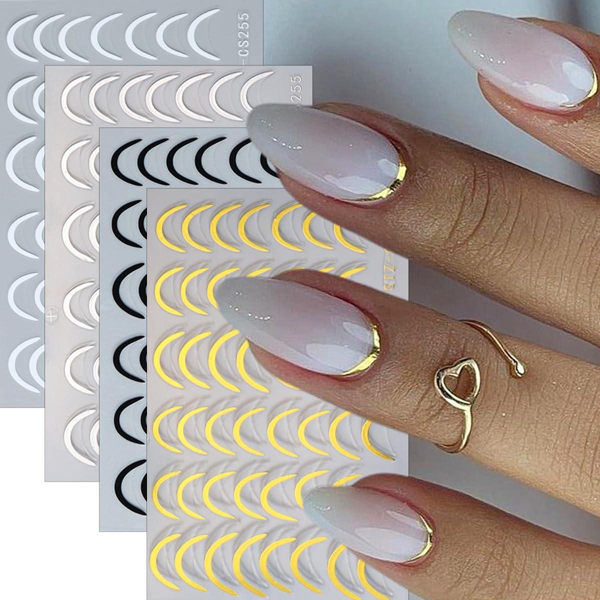 Calcomanías de Uñas Francesas SUTOZMIWE 8 Piezas Metálicas