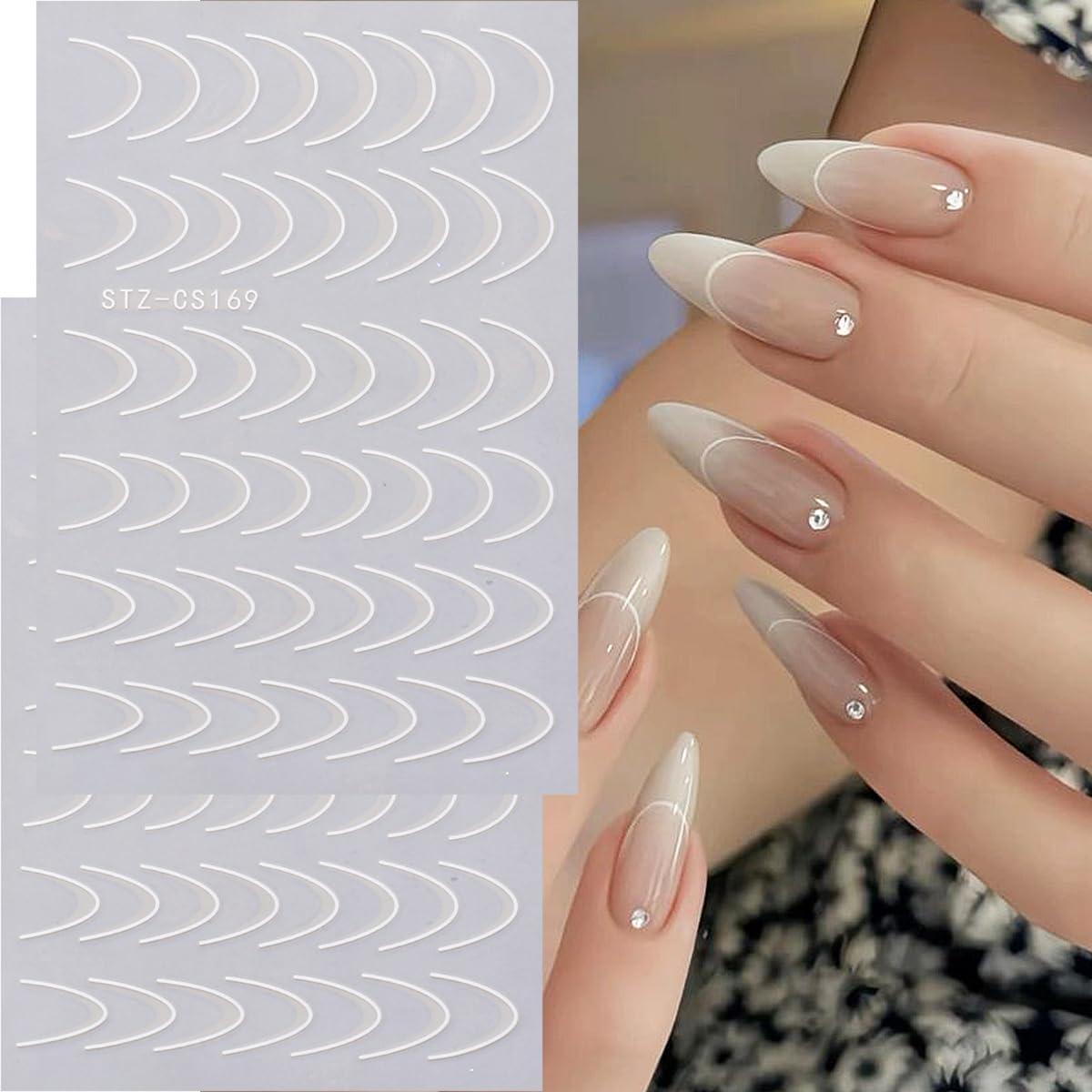 Calcomanías de Uñas Francesas SUTOZMIWE 8 Piezas Metálicas