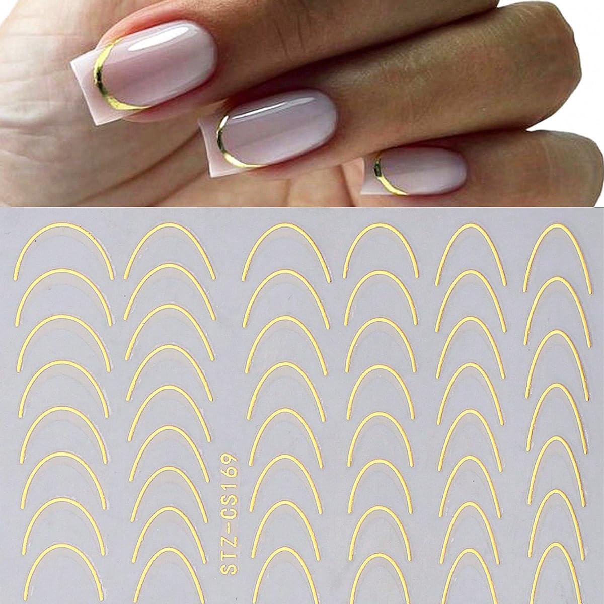 Calcomanías de Uñas Francesas SUTOZMIWE 8 Piezas Metálicas