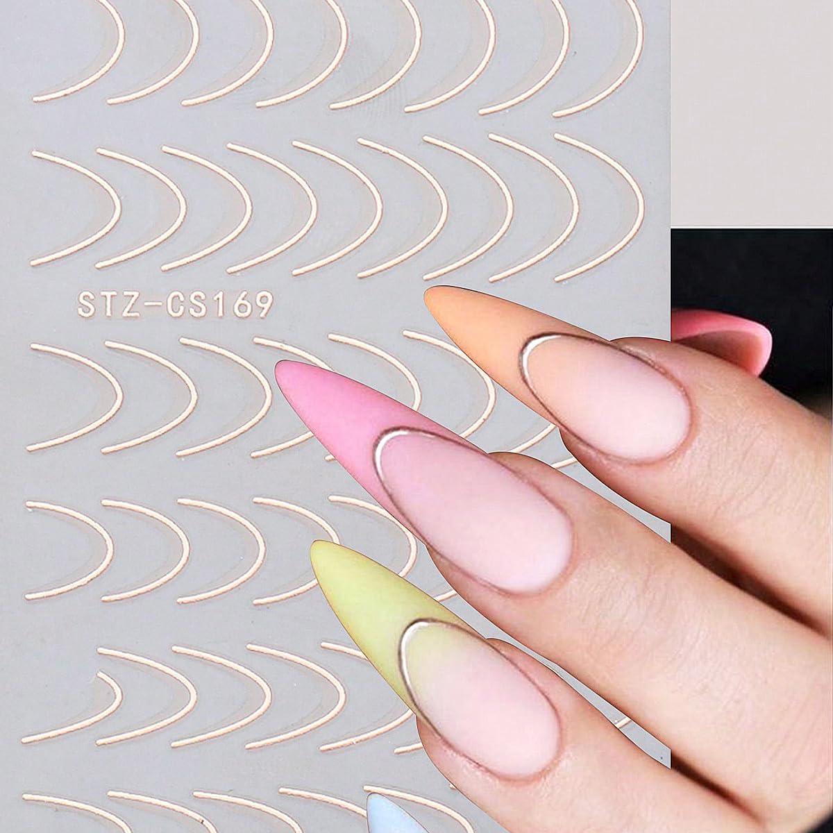 Calcomanías de Uñas Francesas SUTOZMIWE 8 Piezas Metálicas