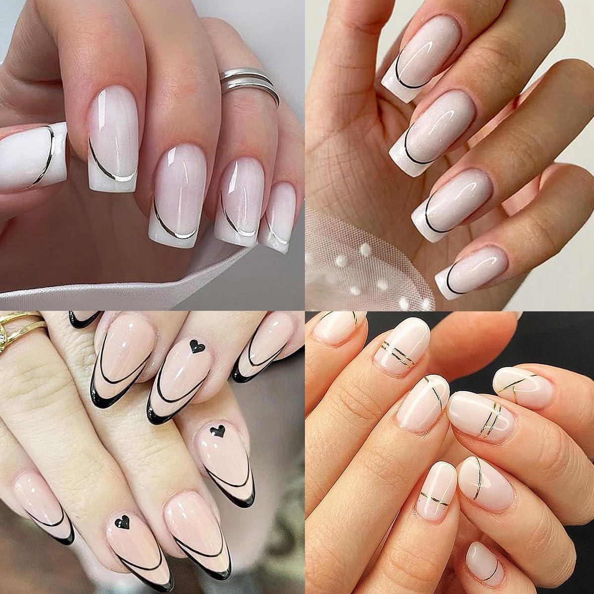 Calcomanías de Uñas Francesas SUTOZMIWE 8 Piezas Metálicas