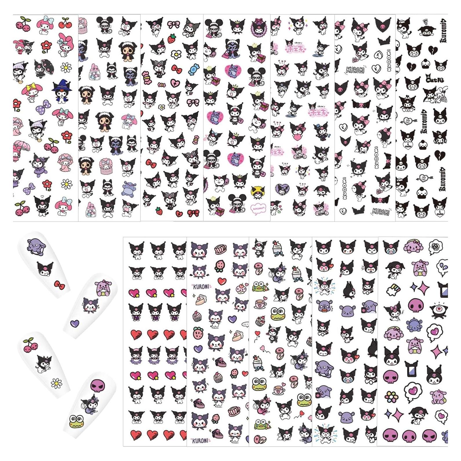 12 Pegatinas de Uñas Kawaii Akutoer - Caricaturas Anime