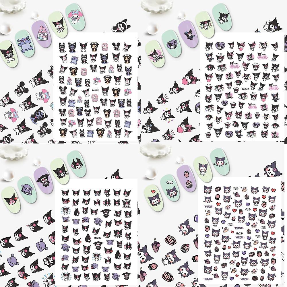 12 Pegatinas de Uñas Kawaii Akutoer - Caricaturas Anime