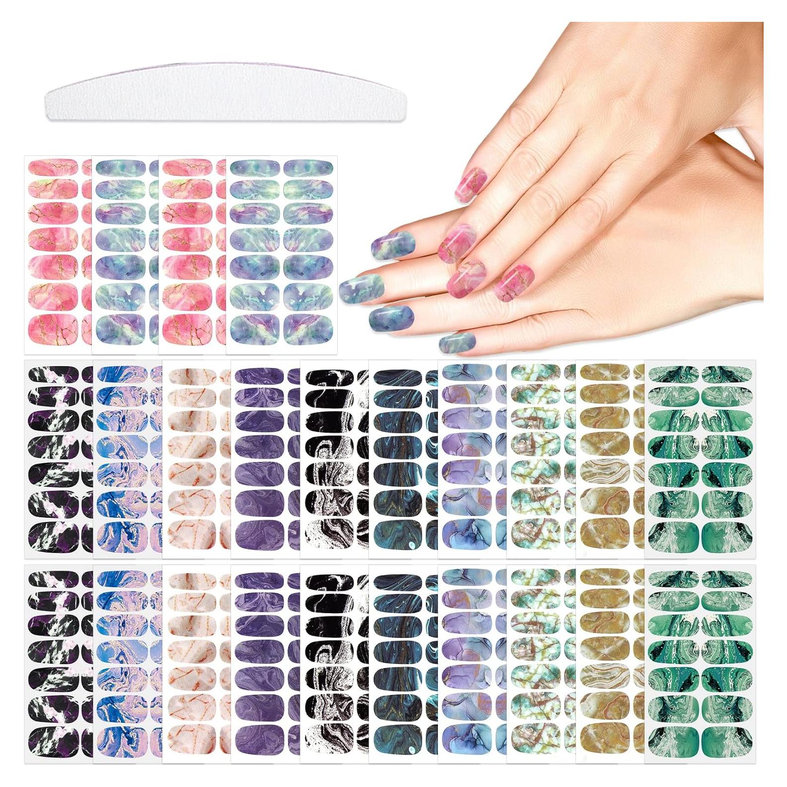 Calcomanías de Uñas de Mármol YECIRALA 336 Pcs con Lima