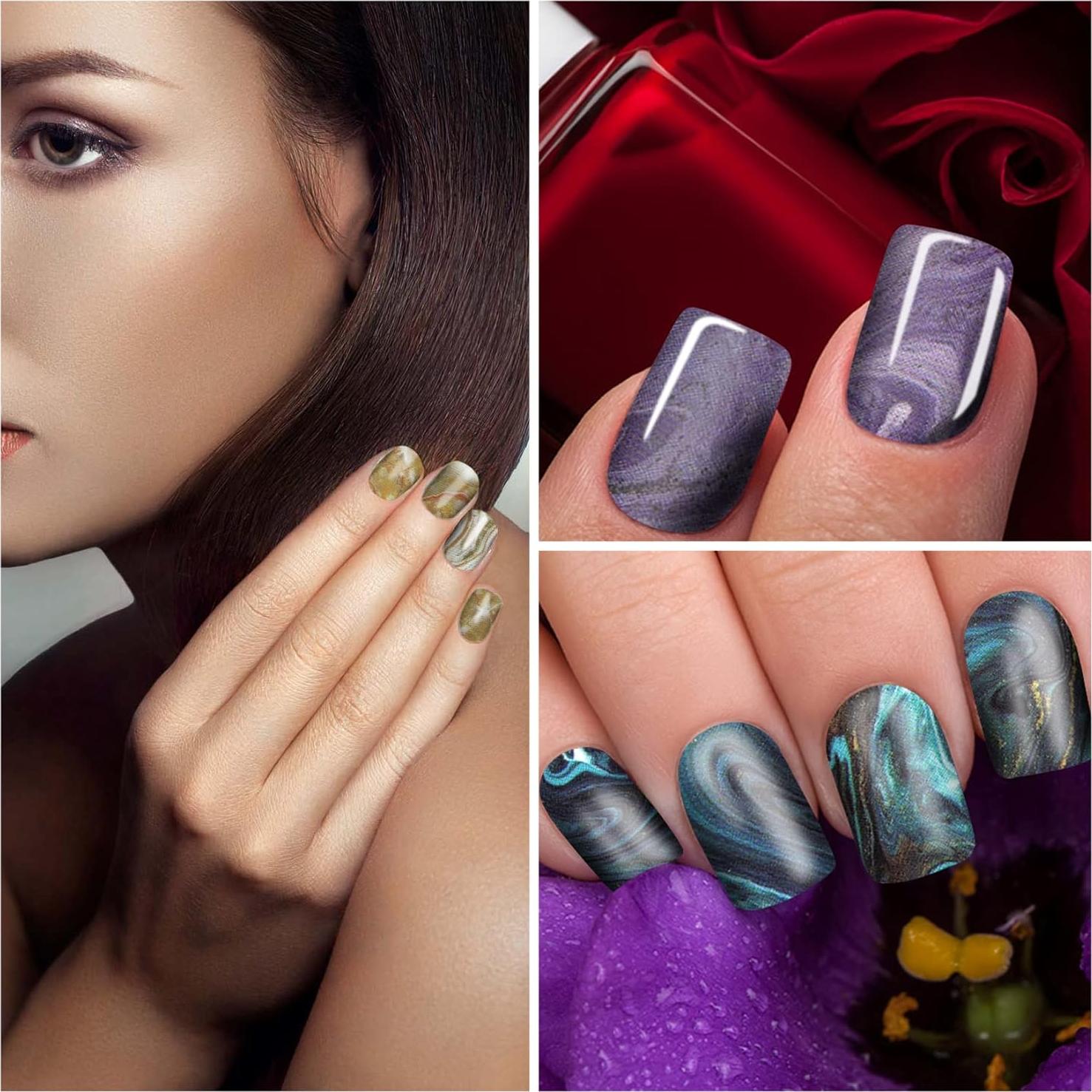 Calcomanías de Uñas de Mármol YECIRALA 336 Pcs con Lima