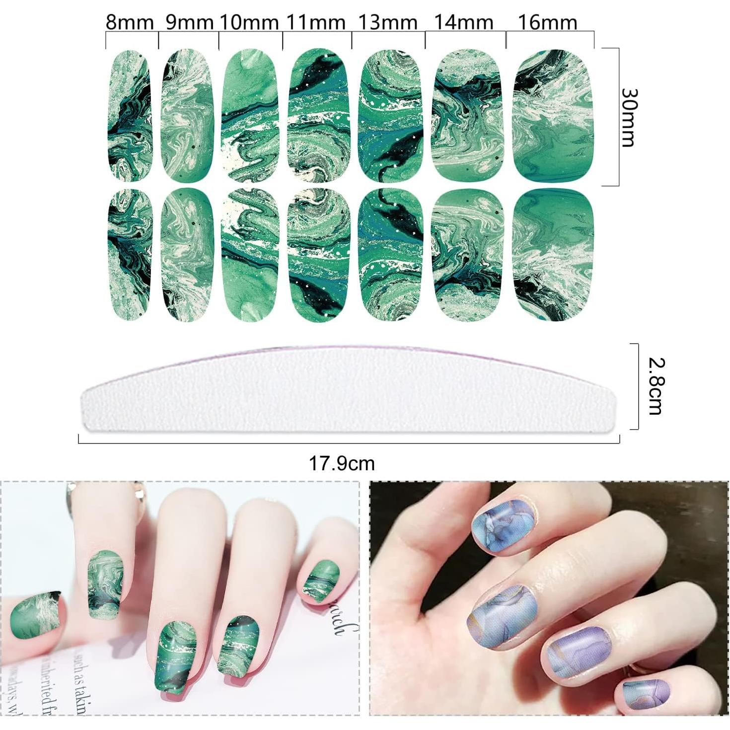 Calcomanías de Uñas de Mármol YECIRALA 336 Pcs con Lima