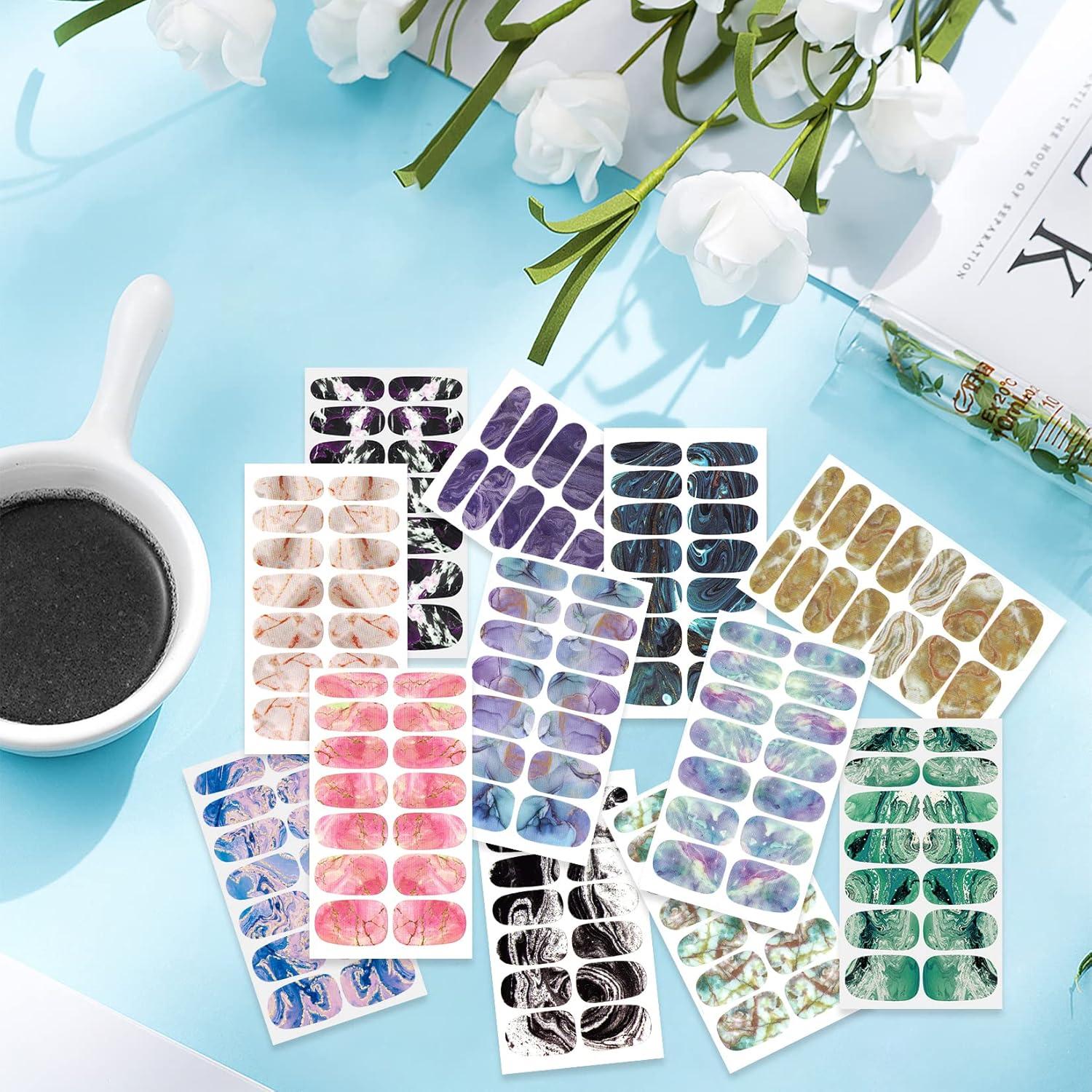 Calcomanías de Uñas de Mármol YECIRALA 336 Pcs con Lima