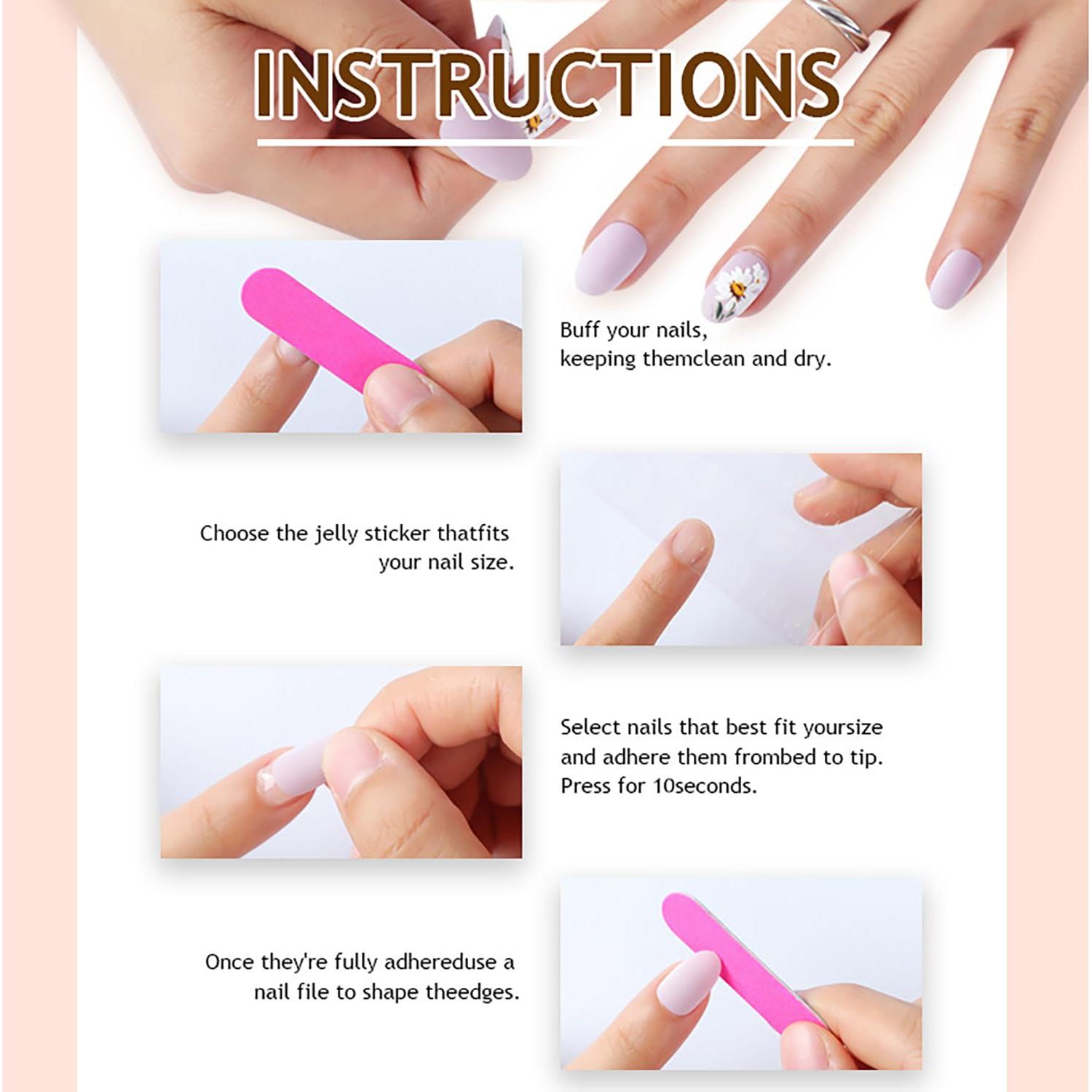 24 Uñas Postizas Acrílicas Florales en Gradiente - CJDLTS