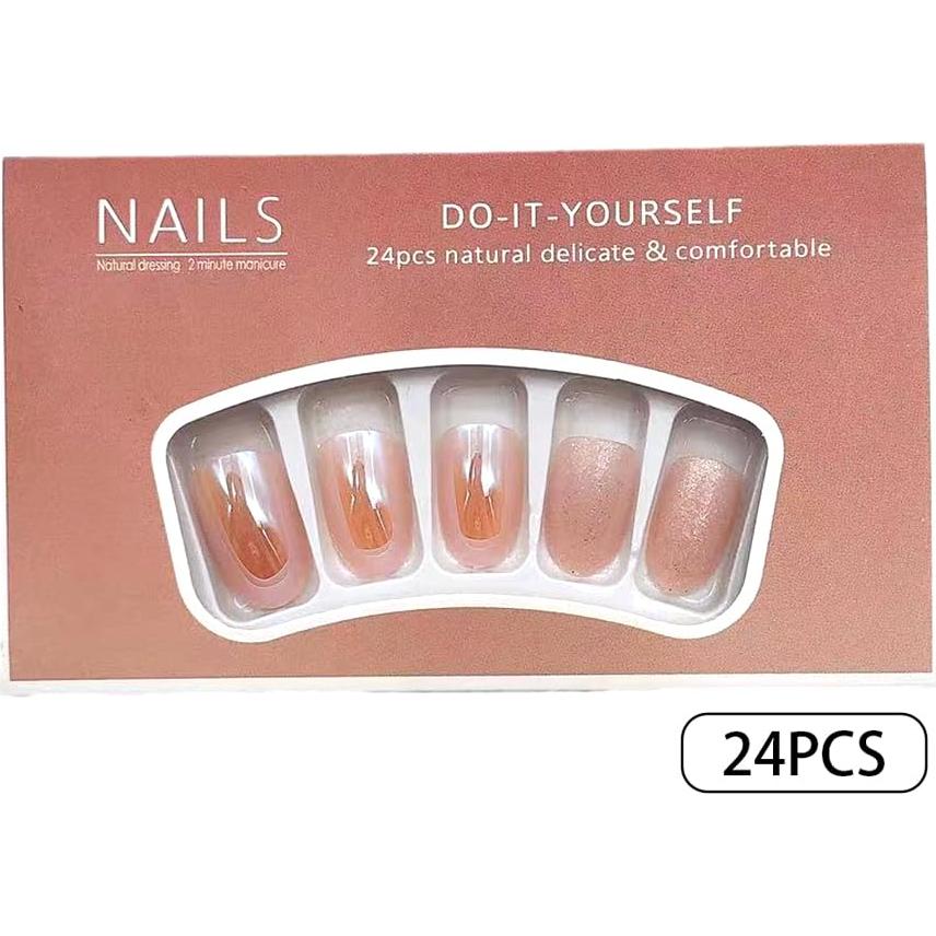 Uñas Postizas Almendra Cromadas Brillantes 24 Pcs Whiosyrt