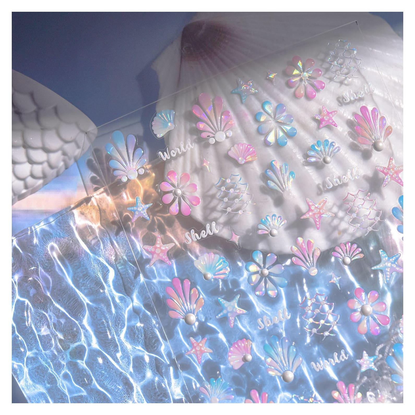 Calcomanías de Uñas Oceánicas NZRAESTRS 1 Hoja Multicolor