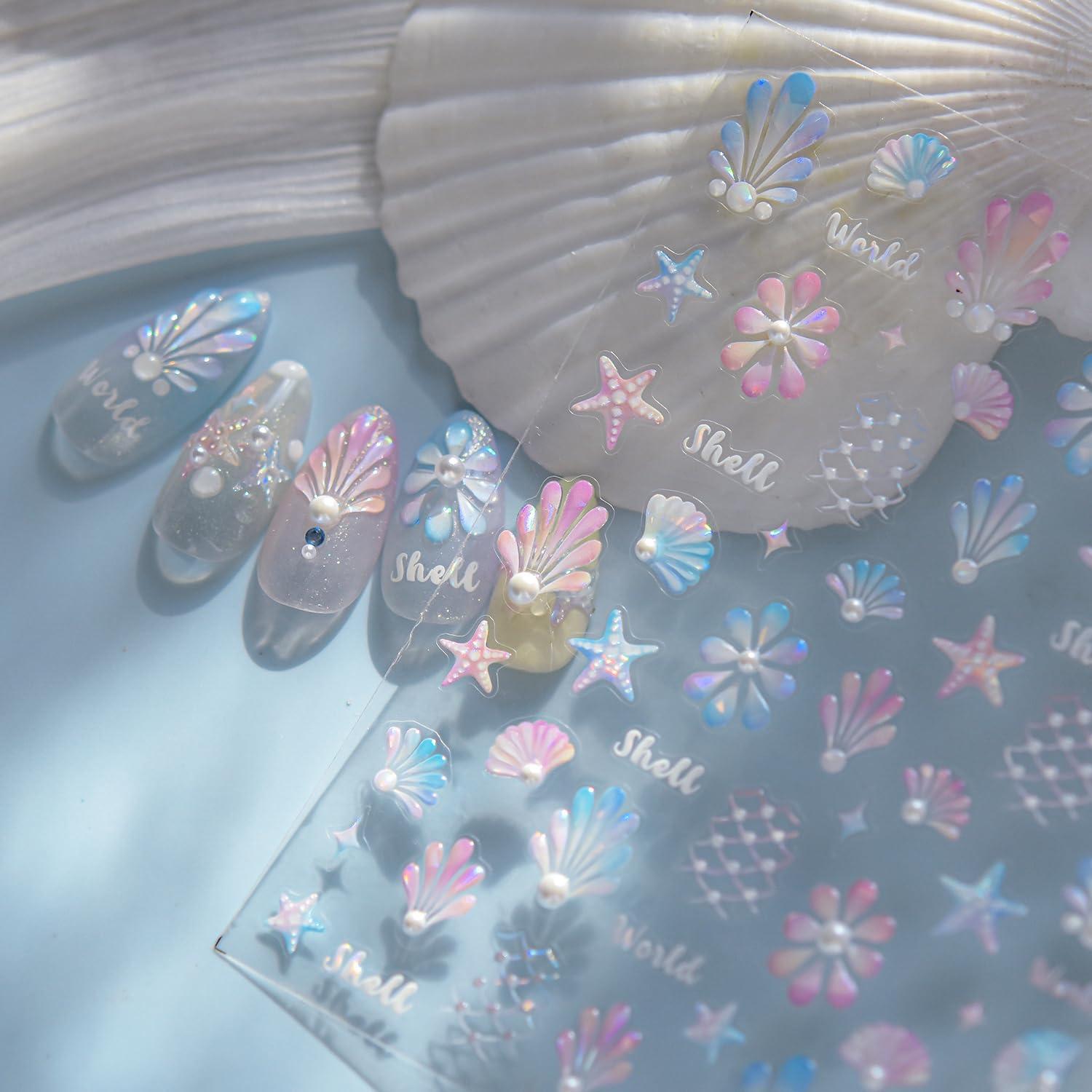 Calcomanías de Uñas Oceánicas NZRAESTRS 1 Hoja Multicolor