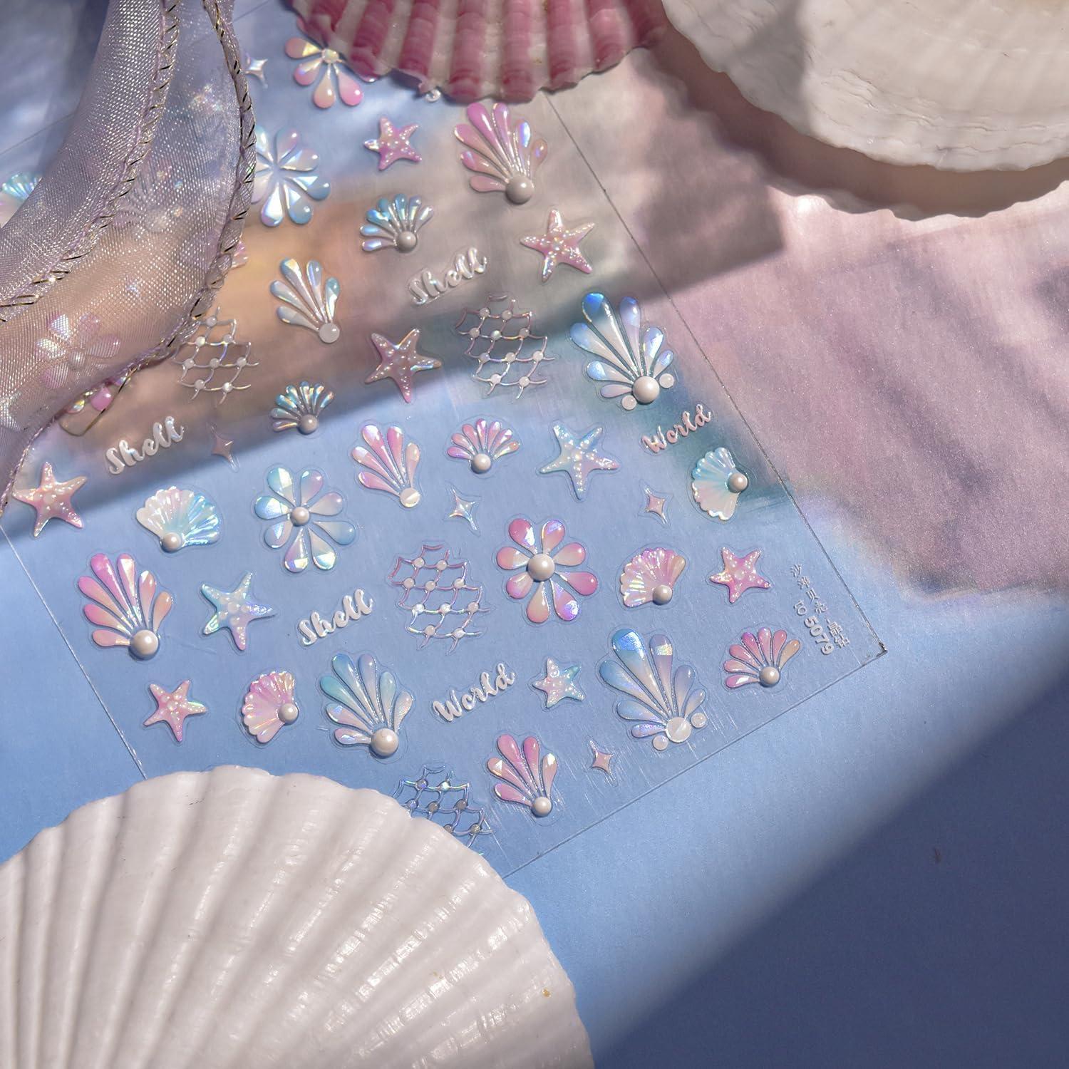 Calcomanías de Uñas Oceánicas NZRAESTRS 1 Hoja Multicolor