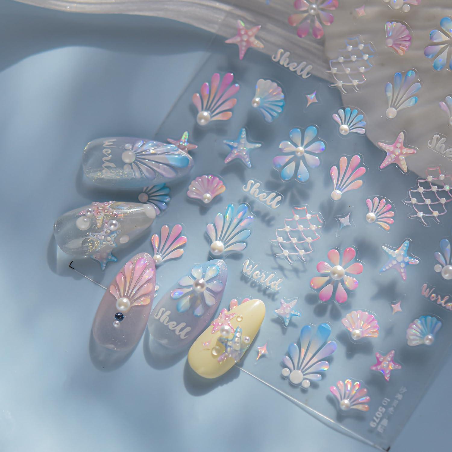 Calcomanías de Uñas Oceánicas NZRAESTRS 1 Hoja Multicolor