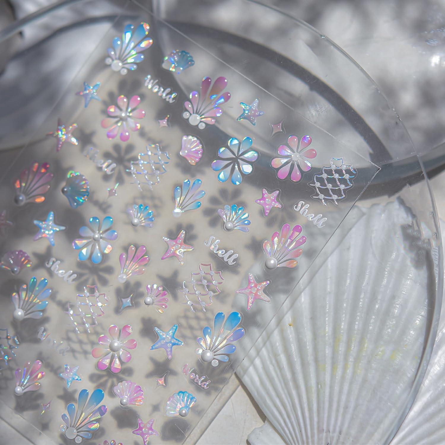 Calcomanías de Uñas Oceánicas NZRAESTRS 1 Hoja Multicolor