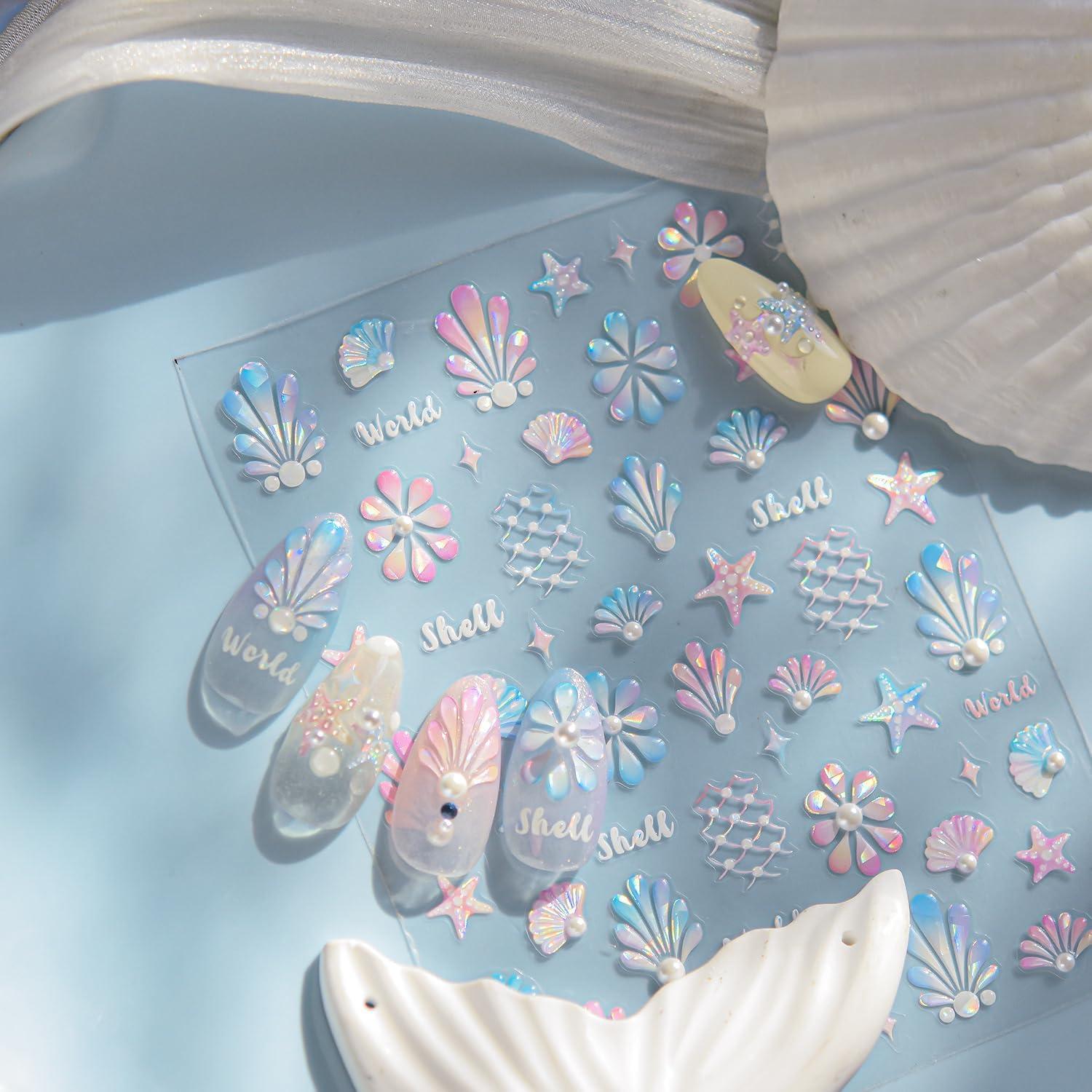 Calcomanías de Uñas Oceánicas NZRAESTRS 1 Hoja Multicolor