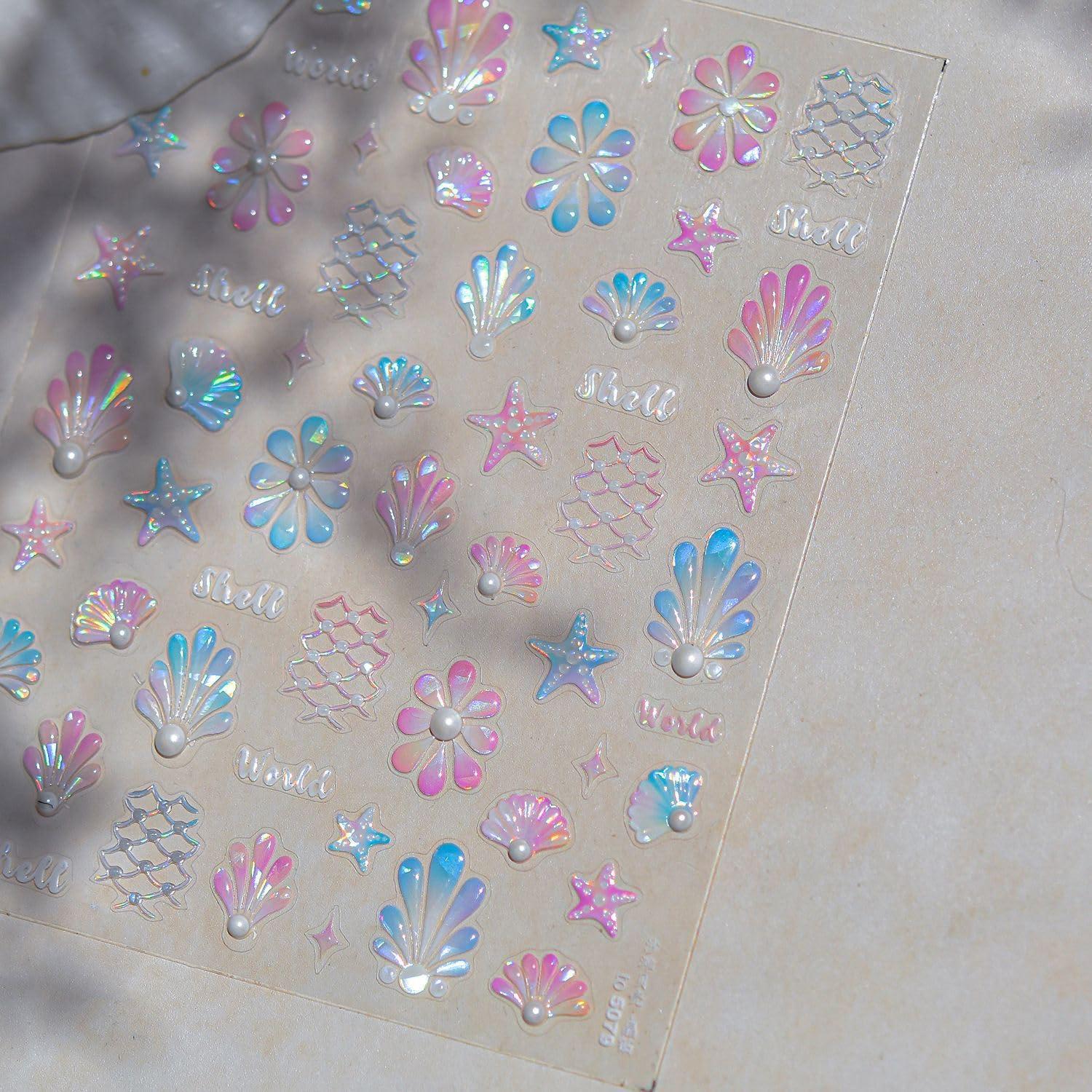 Calcomanías de Uñas Oceánicas NZRAESTRS 1 Hoja Multicolor