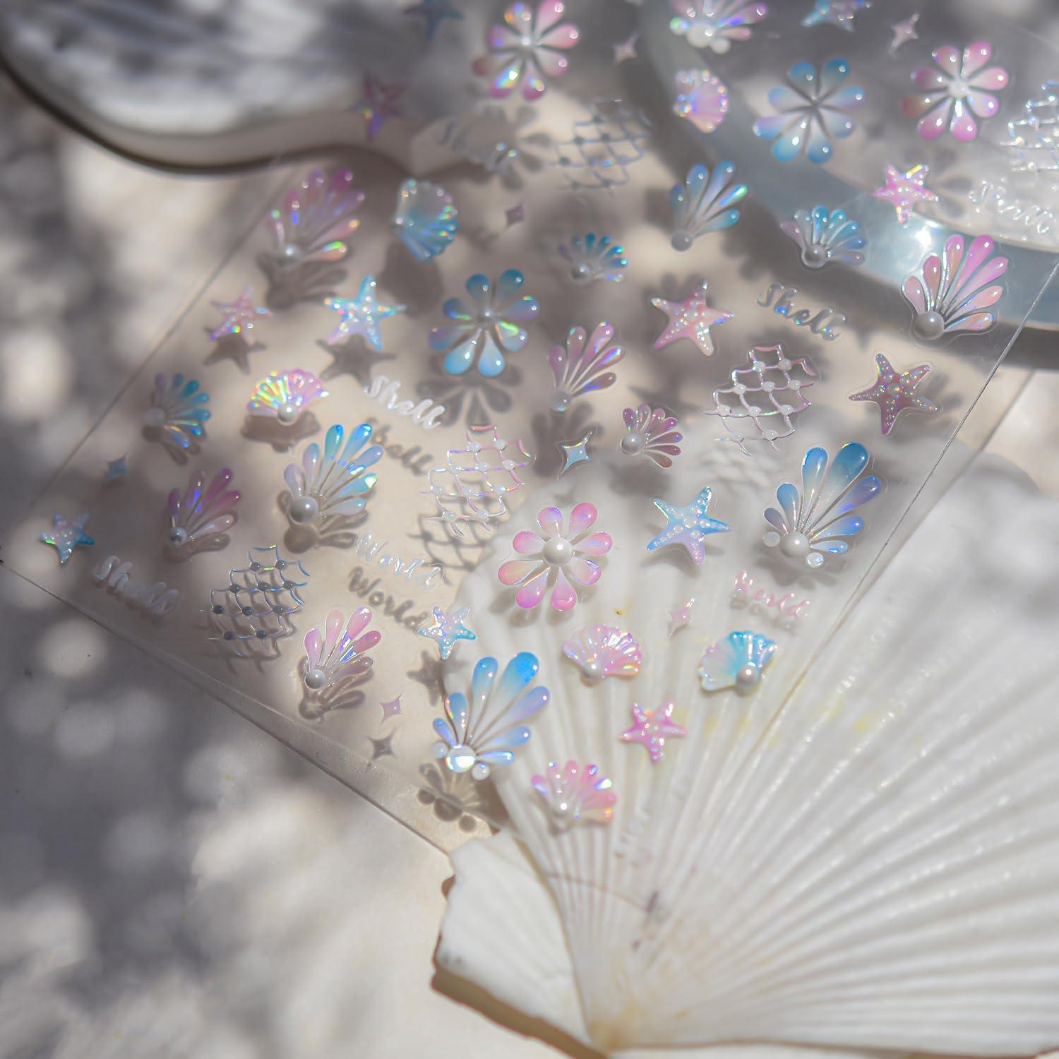 Calcomanías de Uñas Oceánicas NZRAESTRS 1 Hoja Multicolor