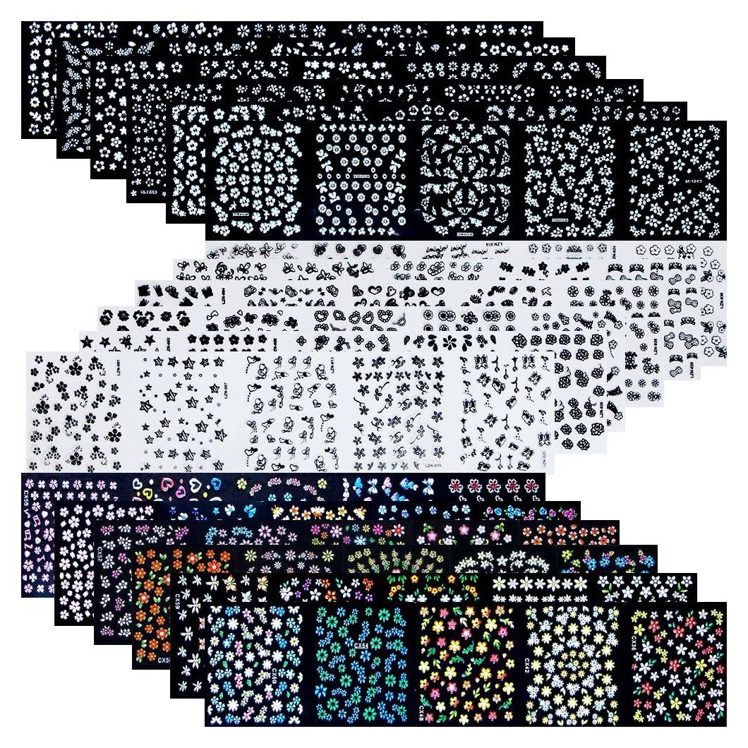 Kit de Calcomanías de Uñas 3D Tazimi 90 Hojas Floral